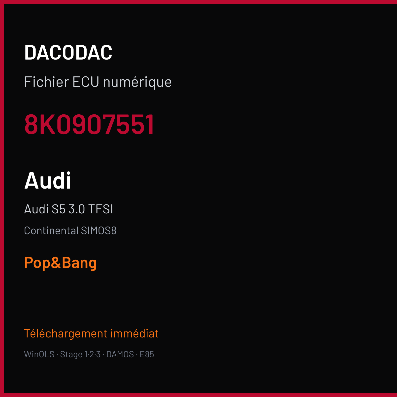Audi S5 3.0 TFSI (2010) — Continental SIMOS8 — 8K0907551 — Pop&Bang