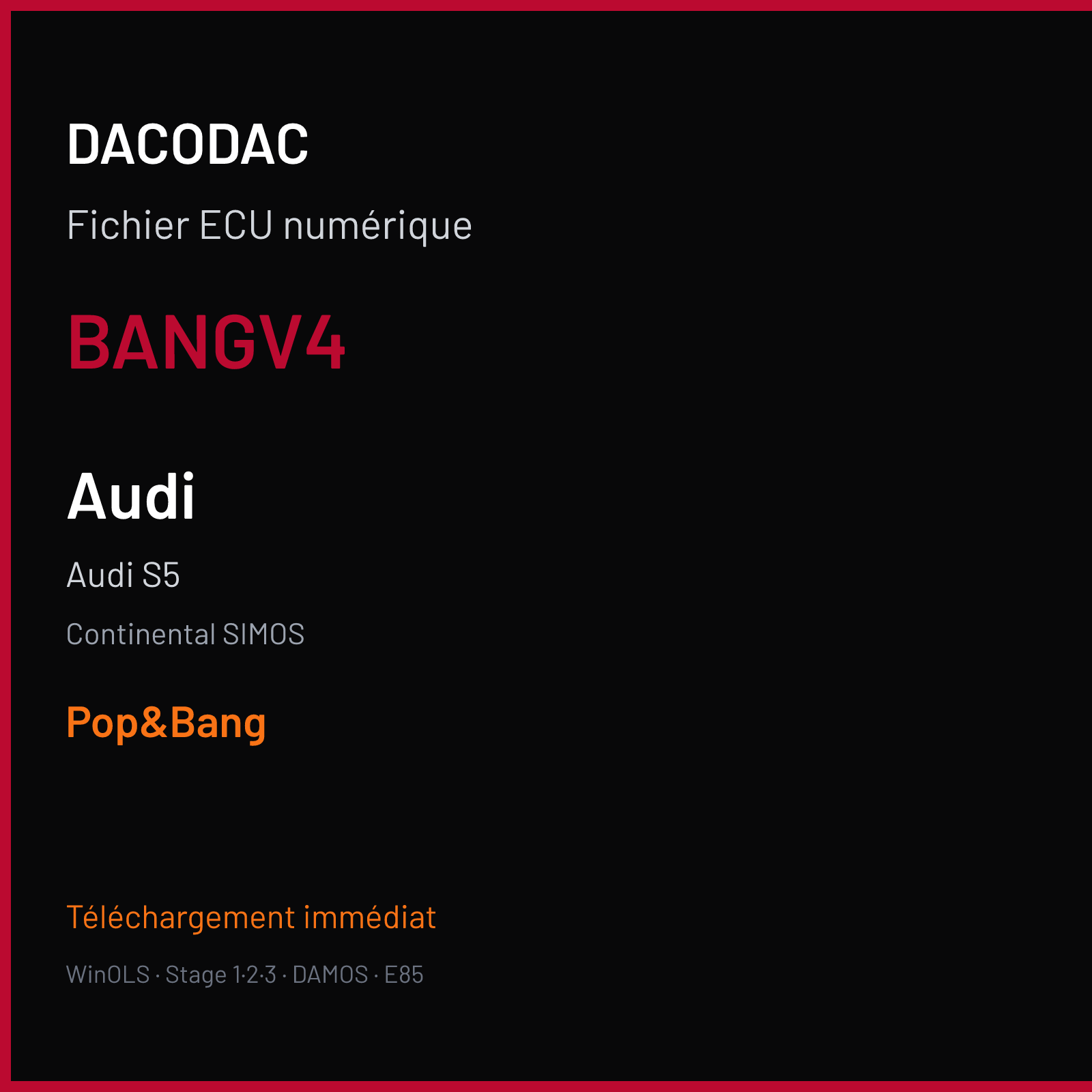 Audi S5 (2012) — Continental SIMOS — BANGV4 — Pop&Bang