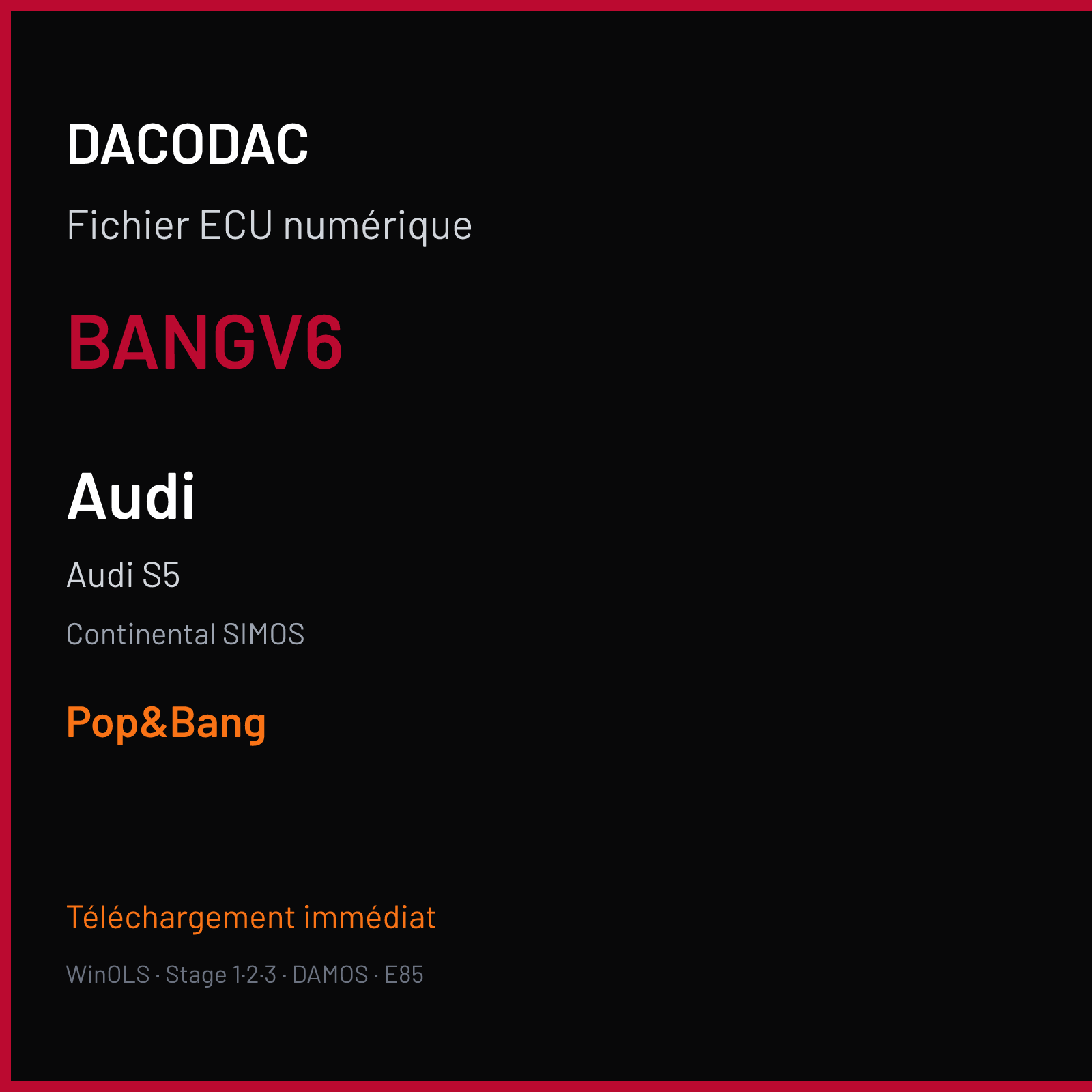 Audi S5 (2012) — Continental SIMOS — BANGV6 — Pop&Bang