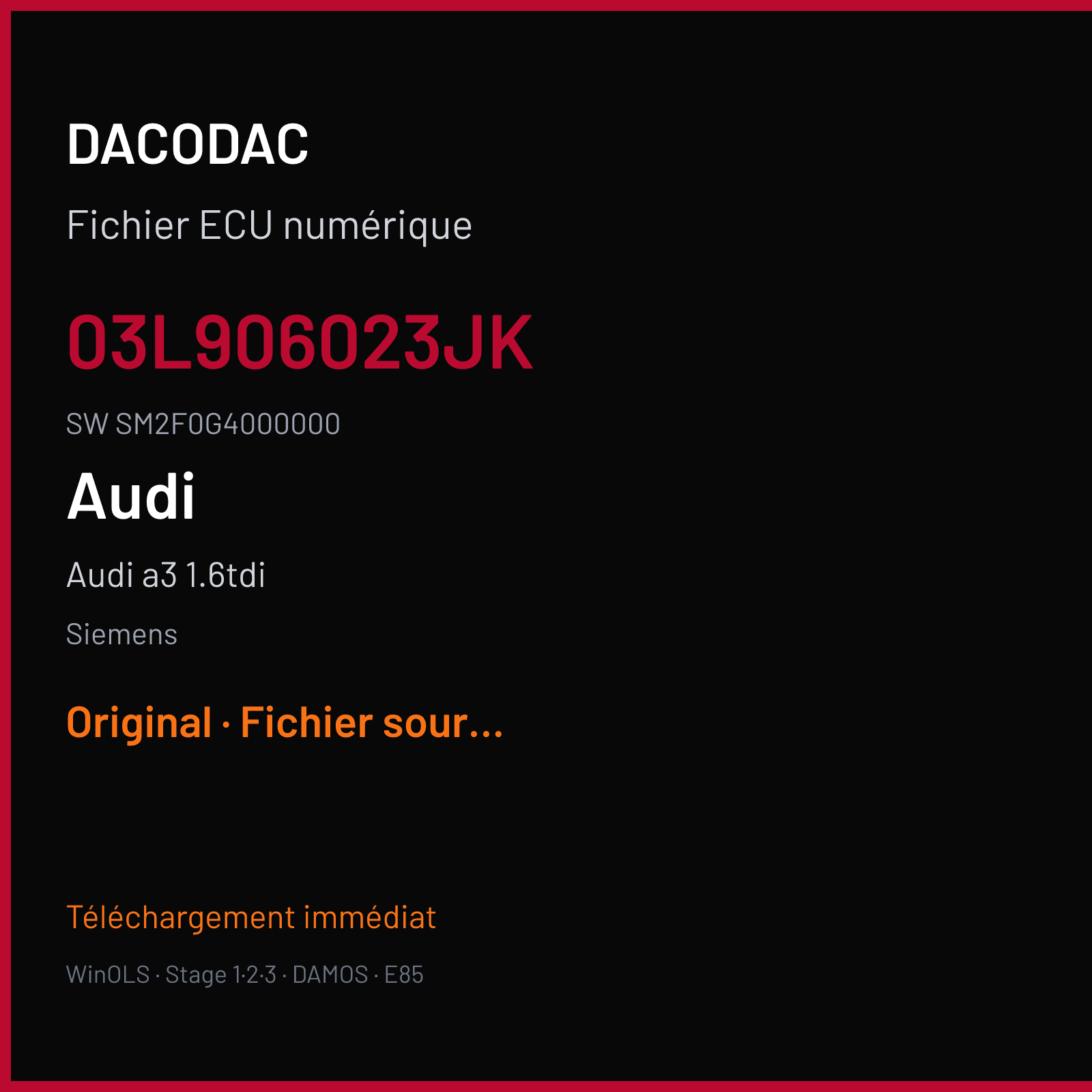 Audi a3 1.6tdi (2010) — Siemens — 03L906023JK · SM2F0G4000000 — Original