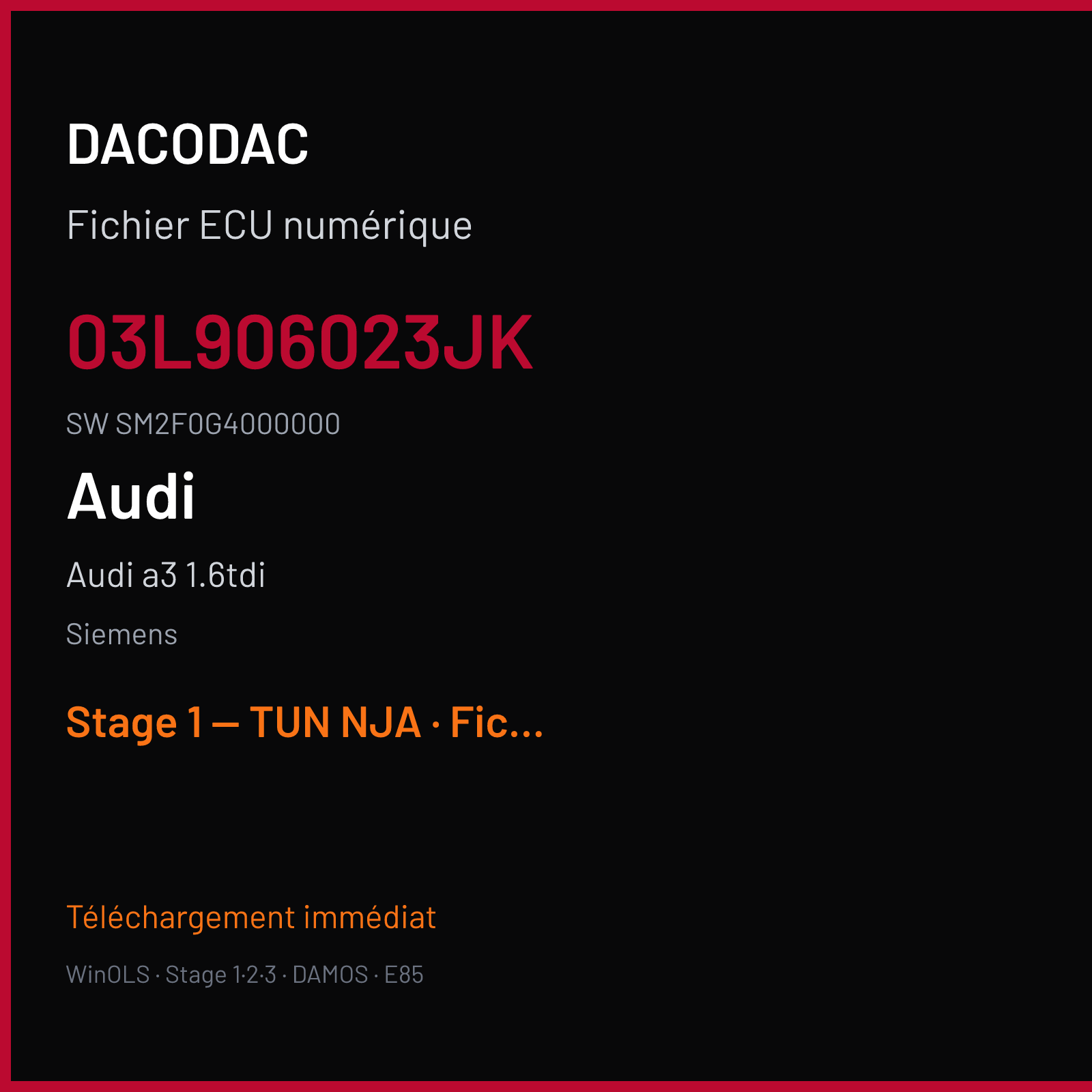 Audi a3 1.6tdi (2010) — Siemens — 03L906023JK · SM2F0G4000000 — Stage 1 — TUN NJA