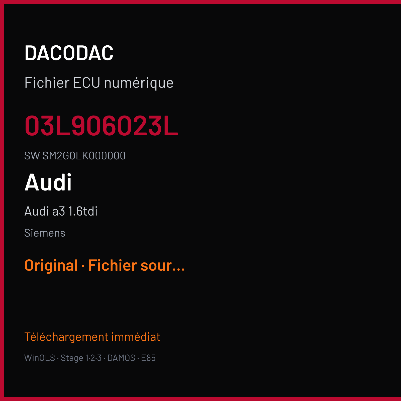 Audi a3 1.6tdi (2009) — Siemens — 03L906023L · SM2G0LK000000 — Original