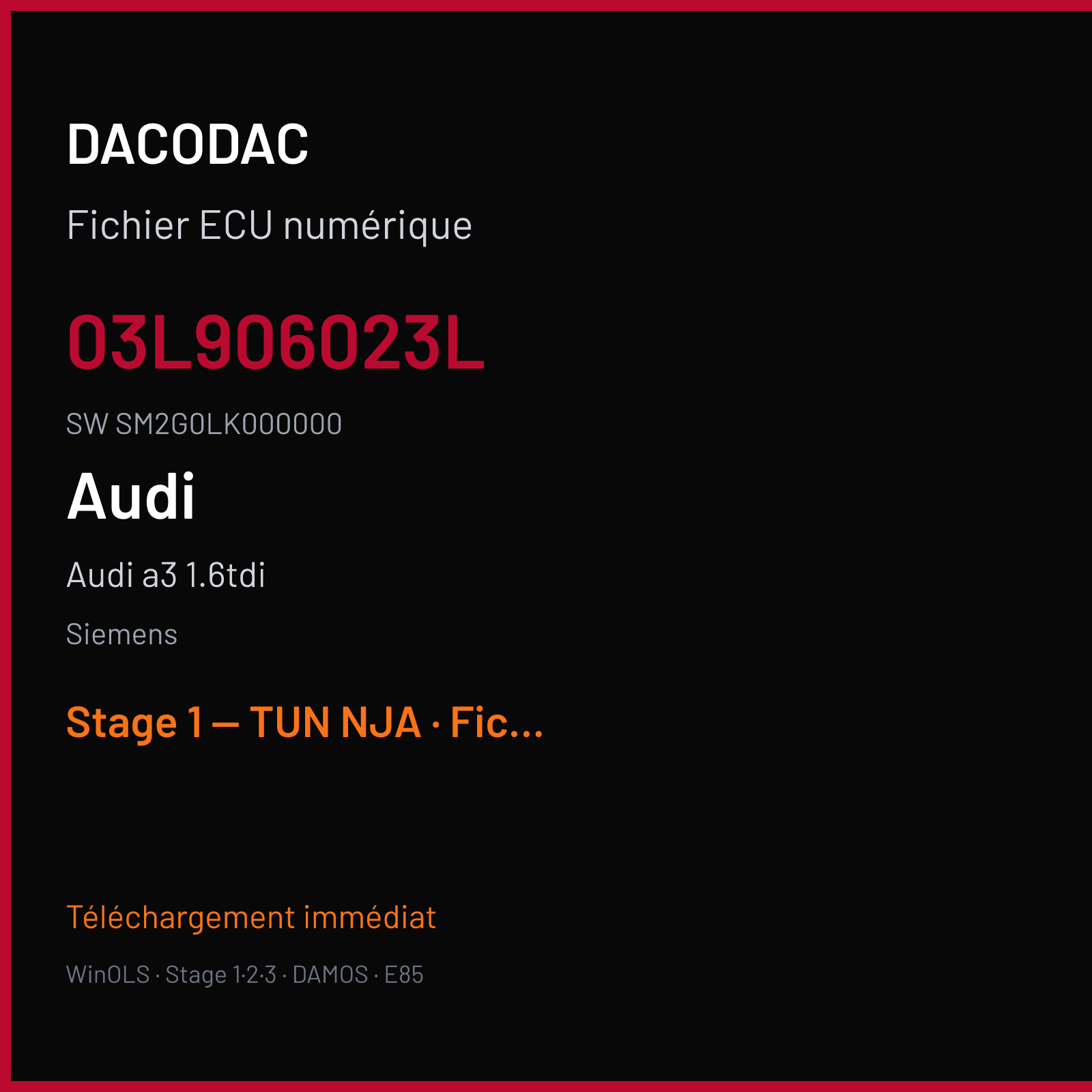 Audi a3 1.6tdi (2009) — Siemens — 03L906023L · SM2G0LK000000 — Stage 1 — TUN NJA
