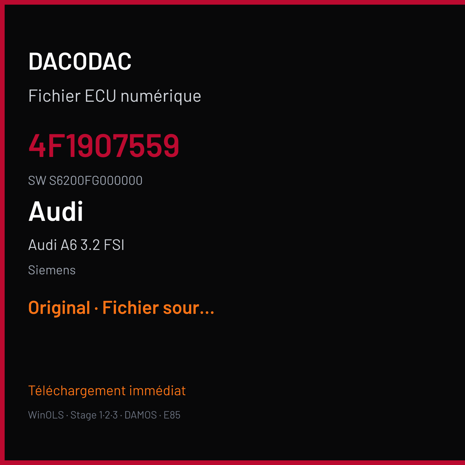 Audi A6 3.2 FSI — Siemens — 4F1907559 · S6200FG000000 — Original