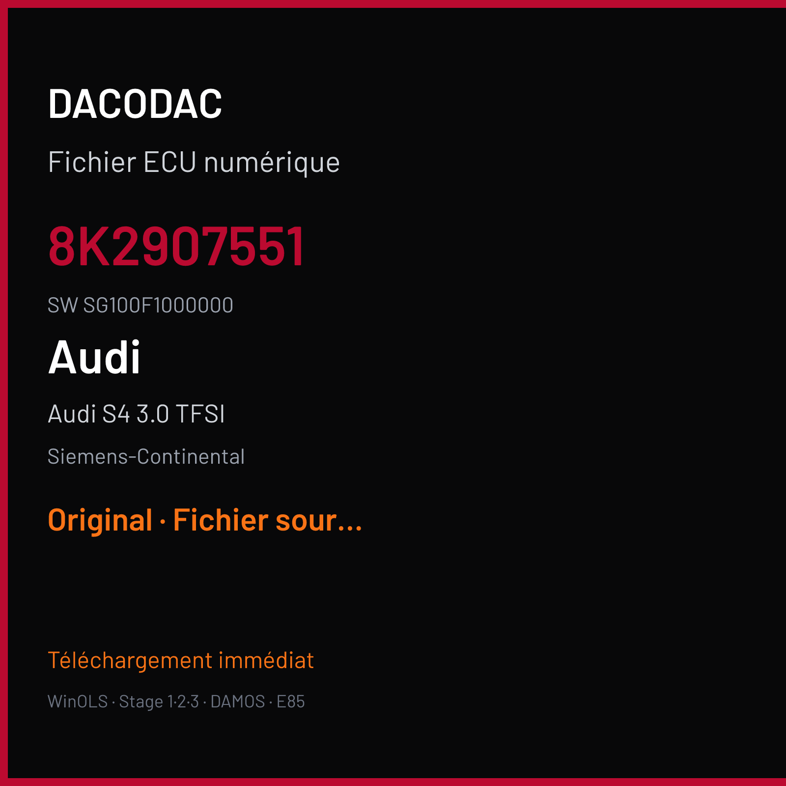 Audi S4 3.0 TFSI (2014) — Siemens-Continental — 8K2907551 · SG100F1000000 — Original