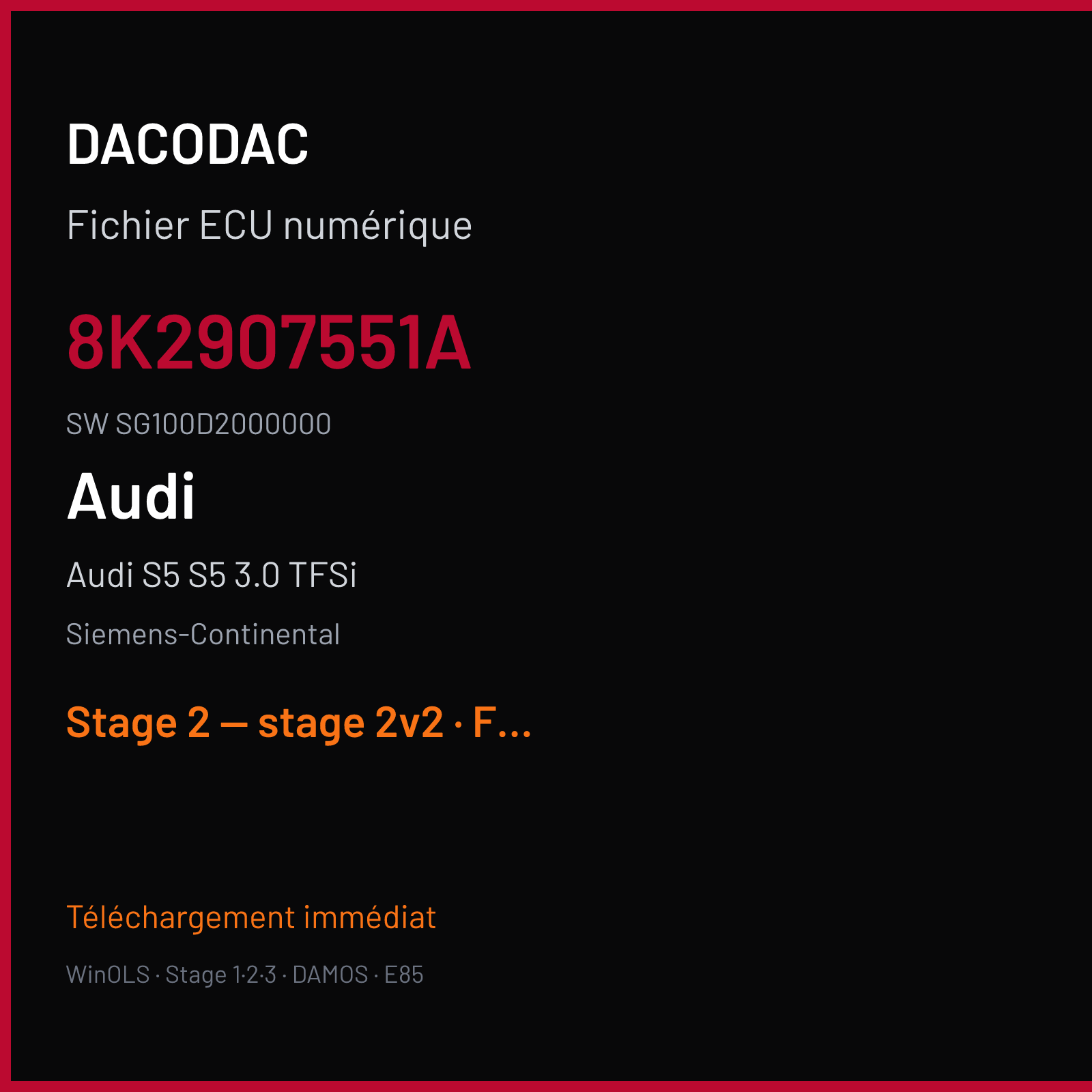 Audi S5 S5 3.0 TFSi (2014) — Siemens-Continental — 8K2907551A · SG100D2000000 — Stage 2 — stage 2v2