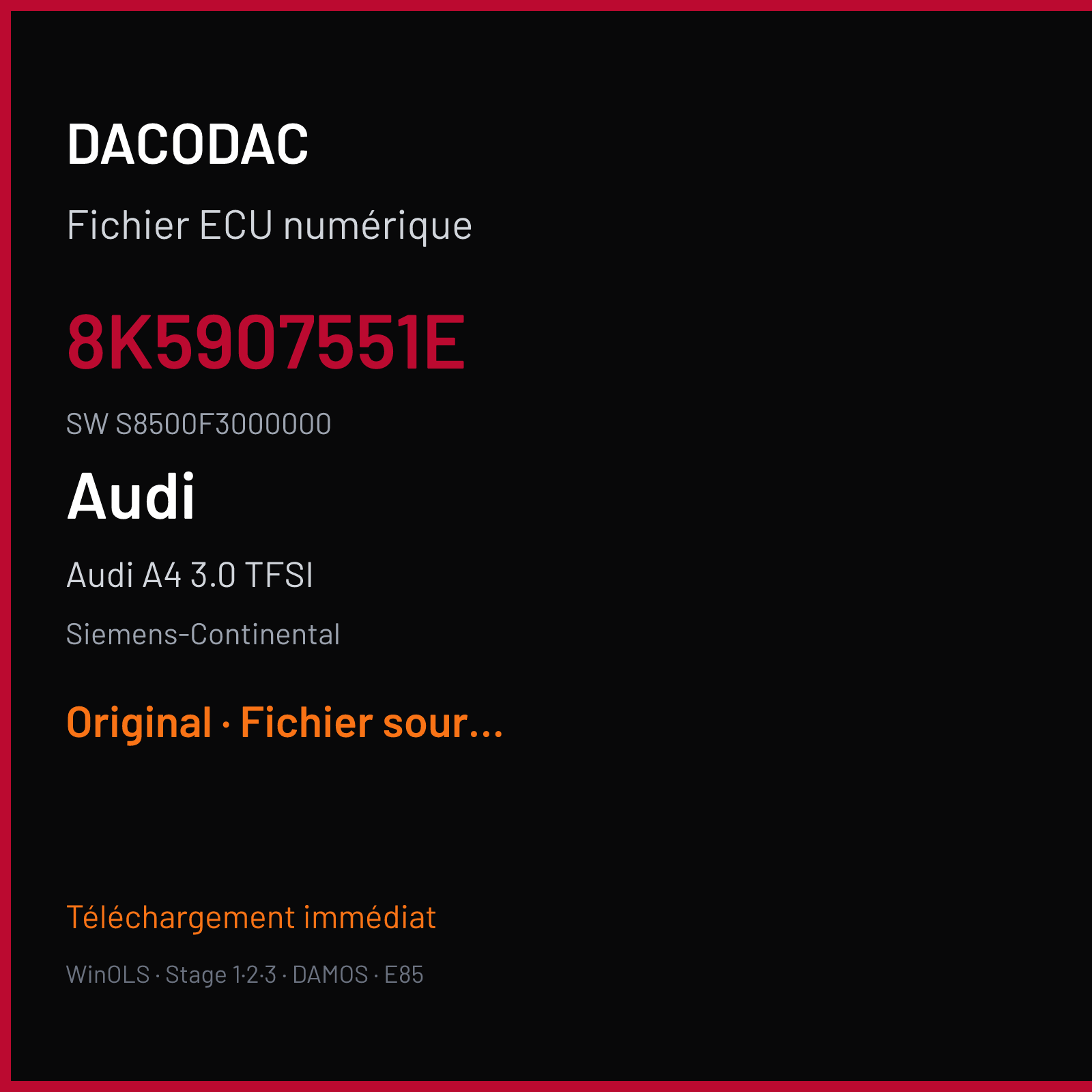 Audi A4 3.0 TFSI (2012) — Siemens-Continental — 8K5907551E · S8500F3000000 — Original