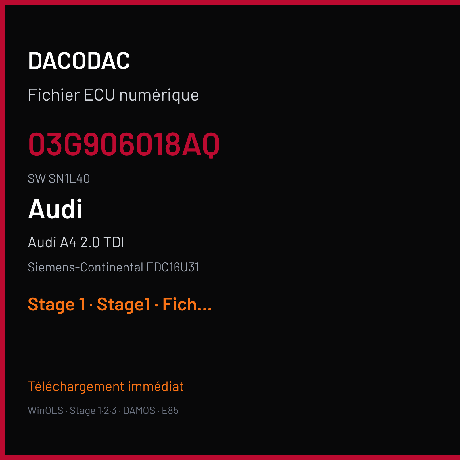 Audi A4 2.0 TDI (2008) — Siemens-Continental EDC16U31 — 03G906018AQ · SN1L40 — Stage 1