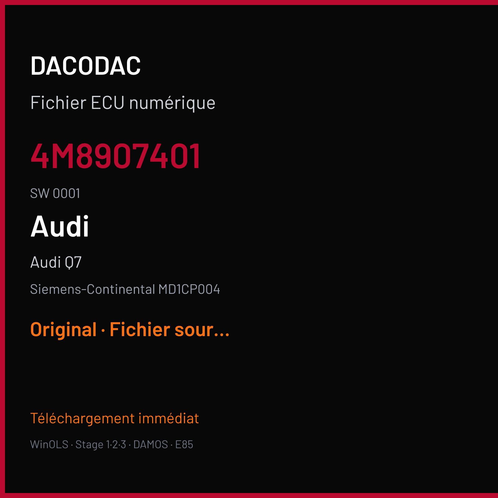 Audi Q7 (2018) — Siemens-Continental MD1CP004 — 4M8907401 · 0001 — Original