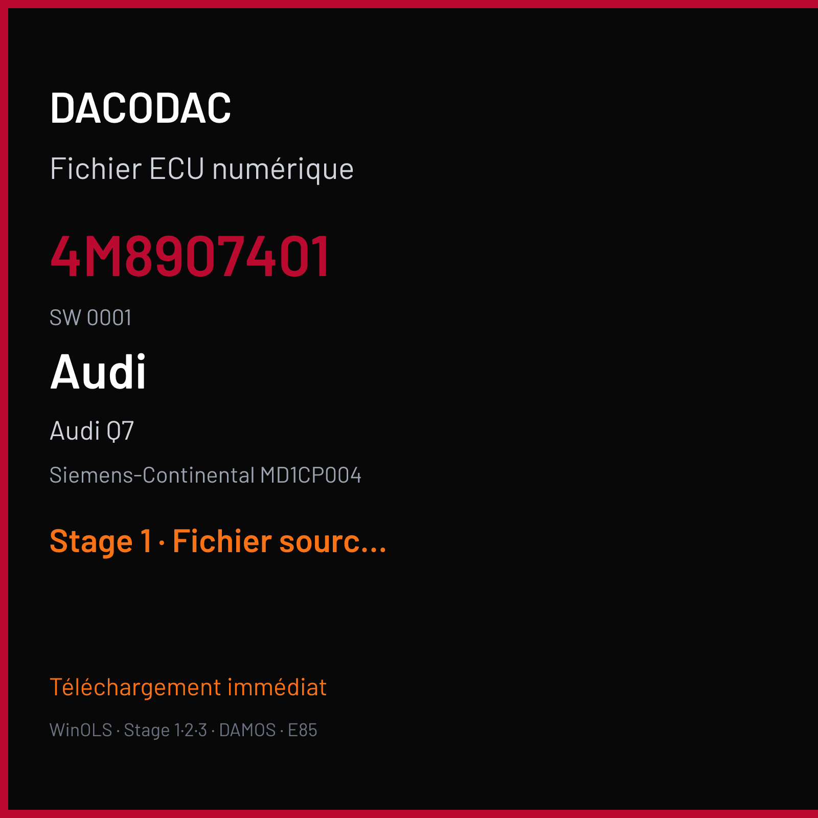 Audi Q7 (2018) — Siemens-Continental MD1CP004 — 4M8907401 · 0001 — Stage 1