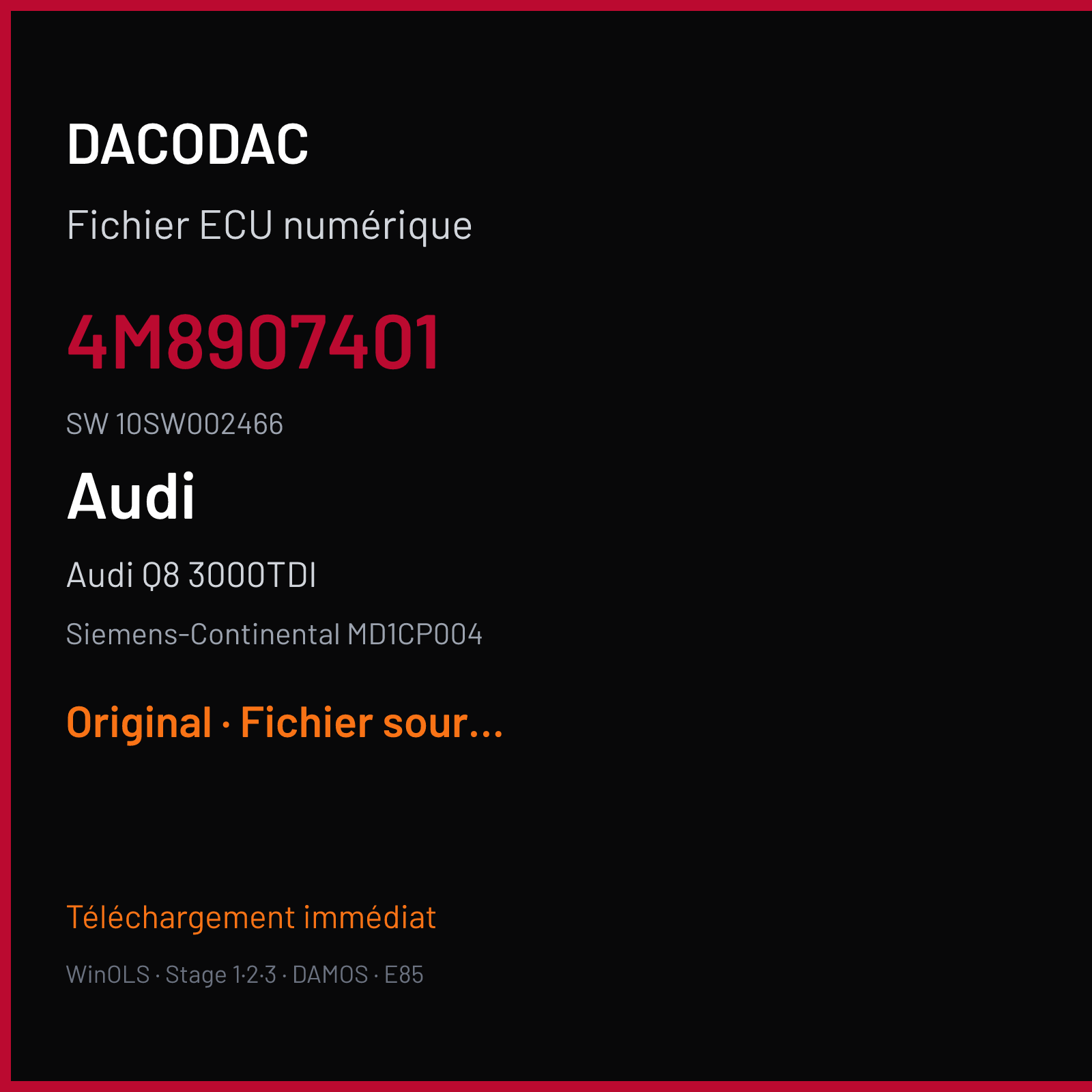 Audi Q8 3000TDI (2018) — Siemens-Continental MD1CP004 — 4M8907401 · 10SW002466 — Original