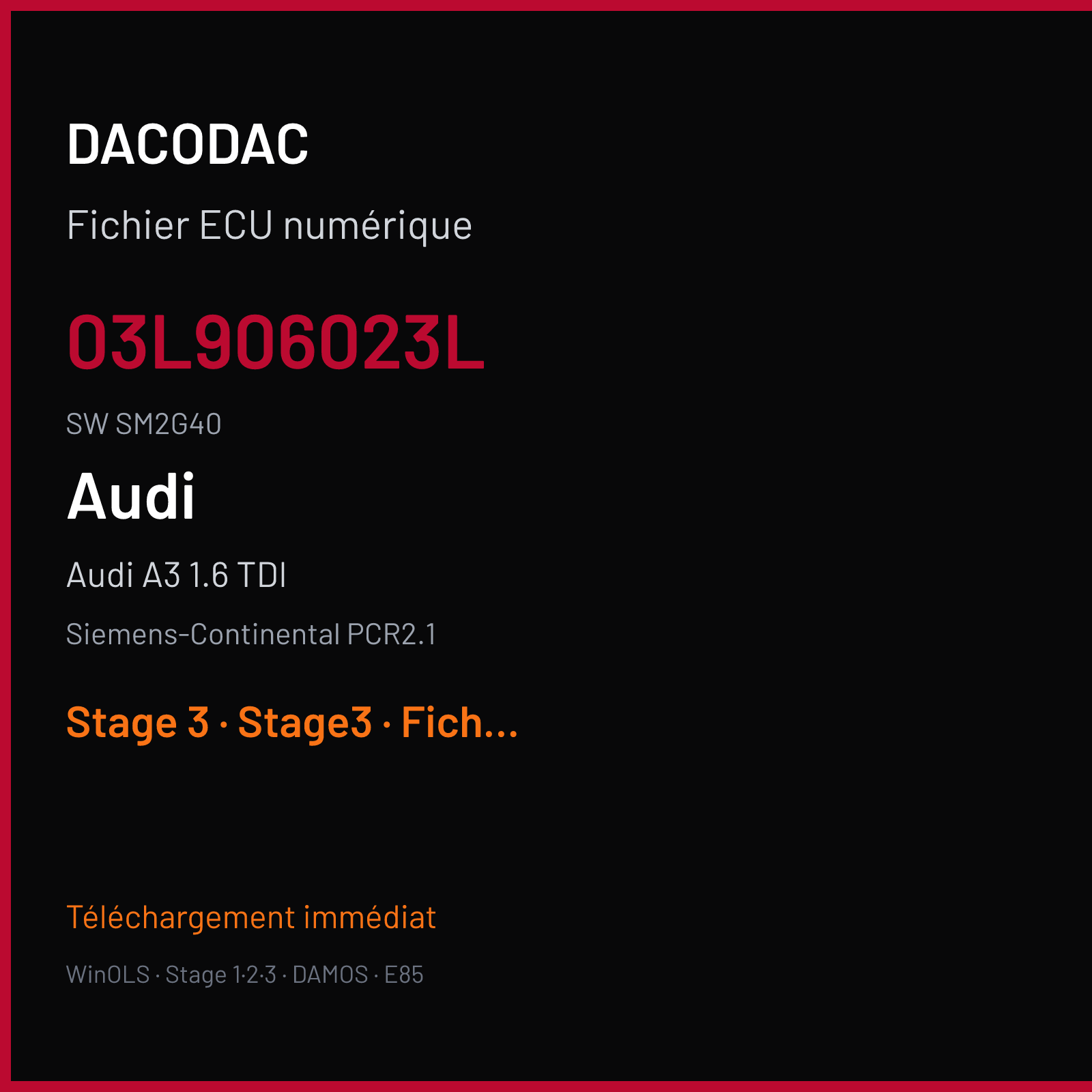Audi A3 1.6 TDI — Siemens-Continental PCR2.1 — 03L906023L · SM2G40 — Stage 3