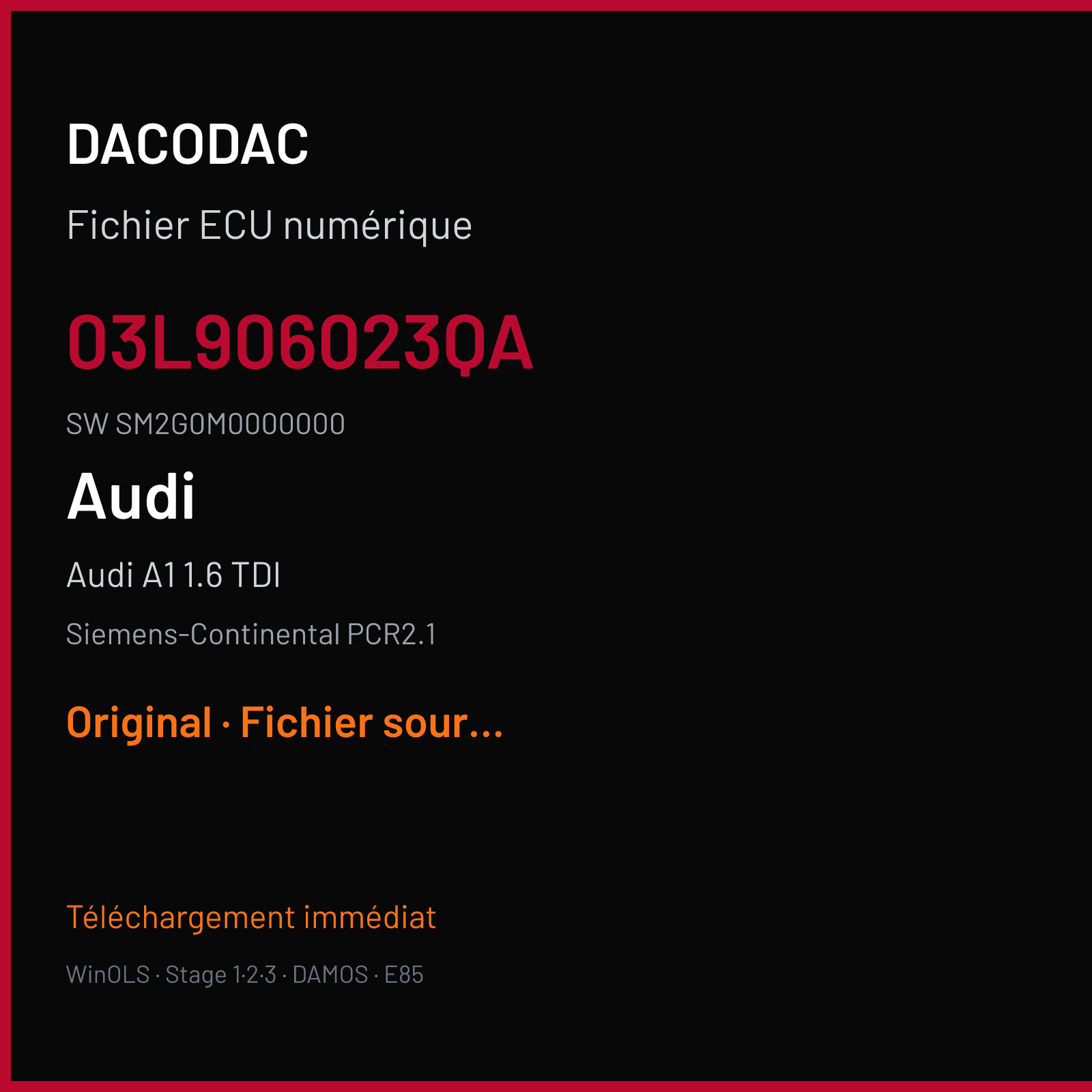 Audi A1 1.6 TDI (2013) — Siemens-Continental PCR2.1 — 03L906023QA · SM2G0M0000000 — Original