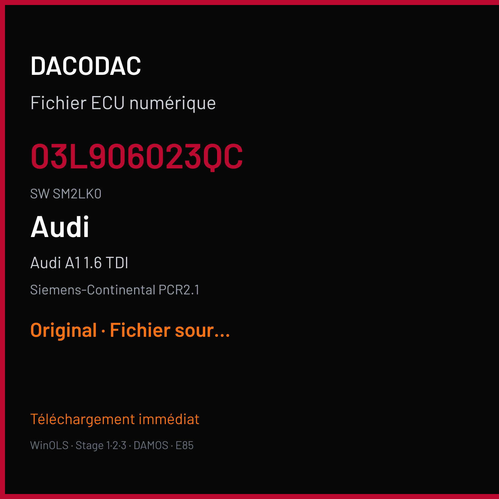 Audi A1 1.6 TDI (2012) — Siemens-Continental PCR2.1 — 03L906023QC · SM2LK0 — Original