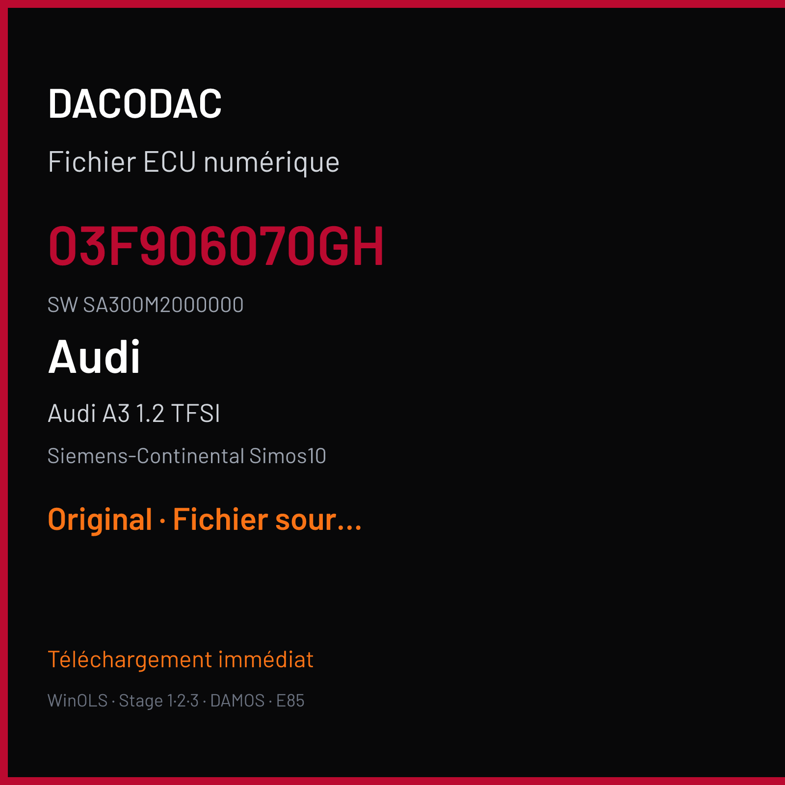 Audi A3 1.2 TFSI (2012) — Siemens-Continental Simos10 — 03F906070GH · SA300M2000000 — Original