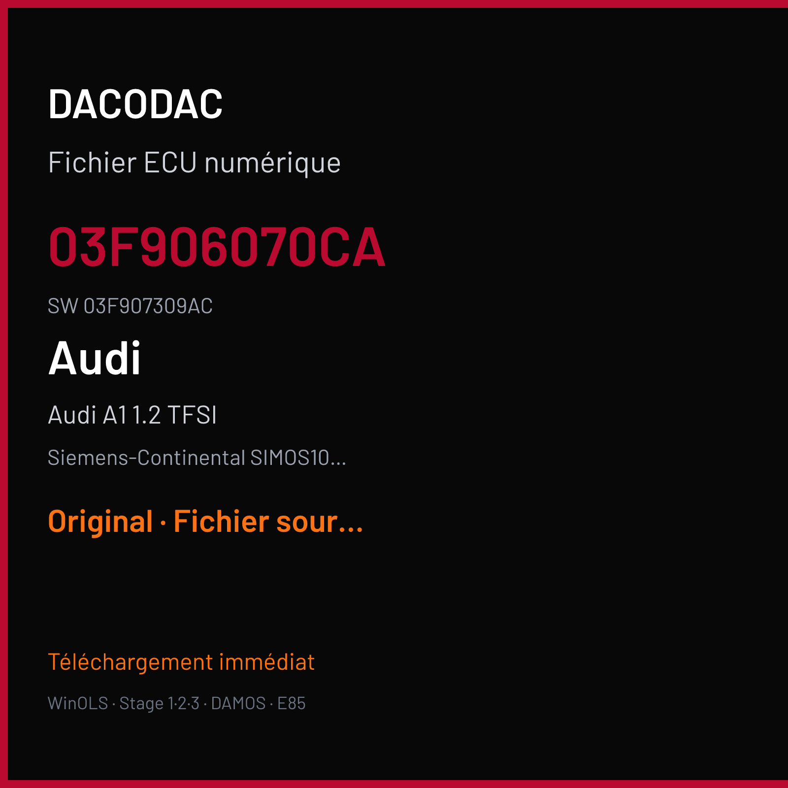 Audi A1 1.2 TFSI — Siemens-Continental SIMOS10.2x — 03F906070CA · 03F907309AC · SA300O1000000 — Original