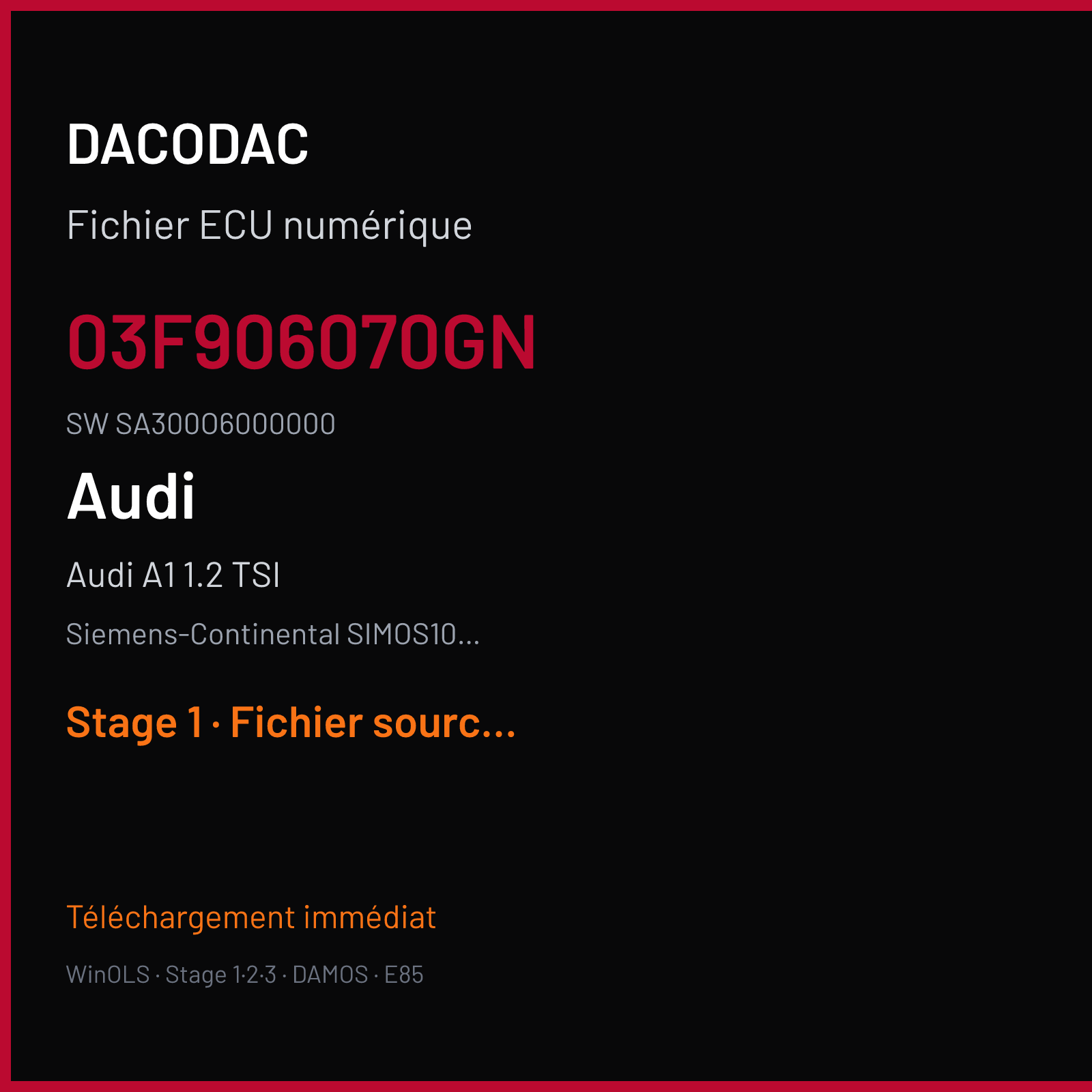 Audi A1 1.2 TSI (2010) — Siemens-Continental SIMOS10.2x — 03F906070GN · SA300O6000000 — Stage 1