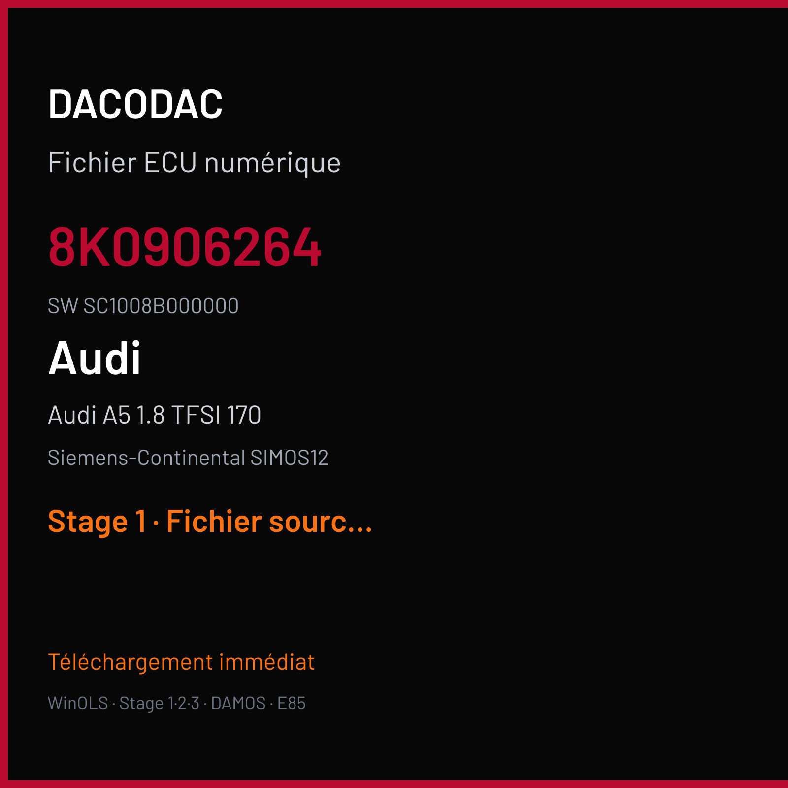 Audi A5 1.8 TFSI 170 (2012) — Siemens-Continental SIMOS12 — 8K0906264 · SC1008B000000 — Stage 1