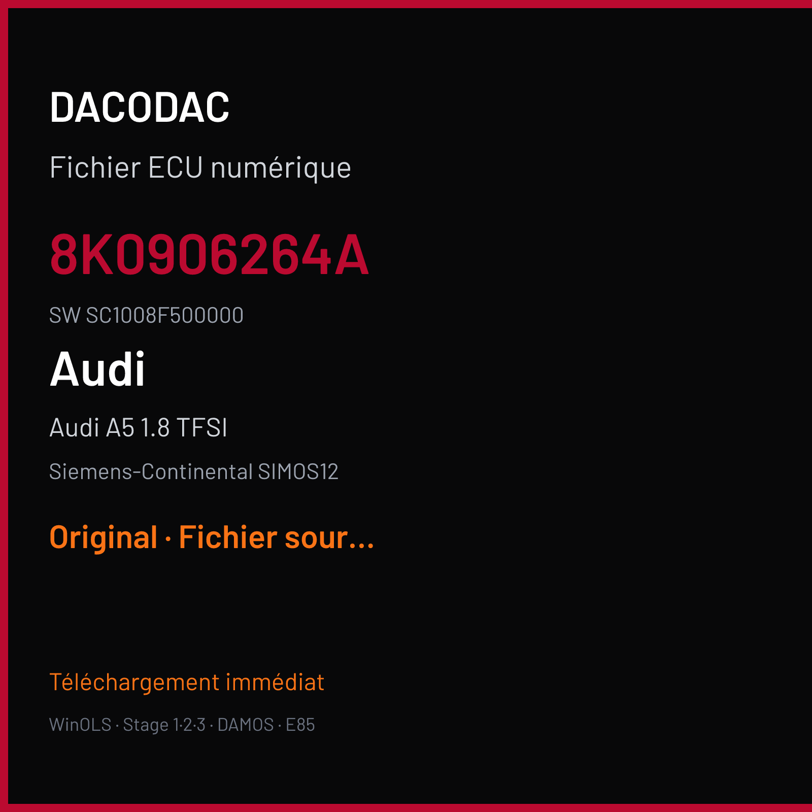 Audi A5 1.8 TFSI (2012) — Siemens-Continental SIMOS12 — 8K0906264A · SC1008F500000 — Original