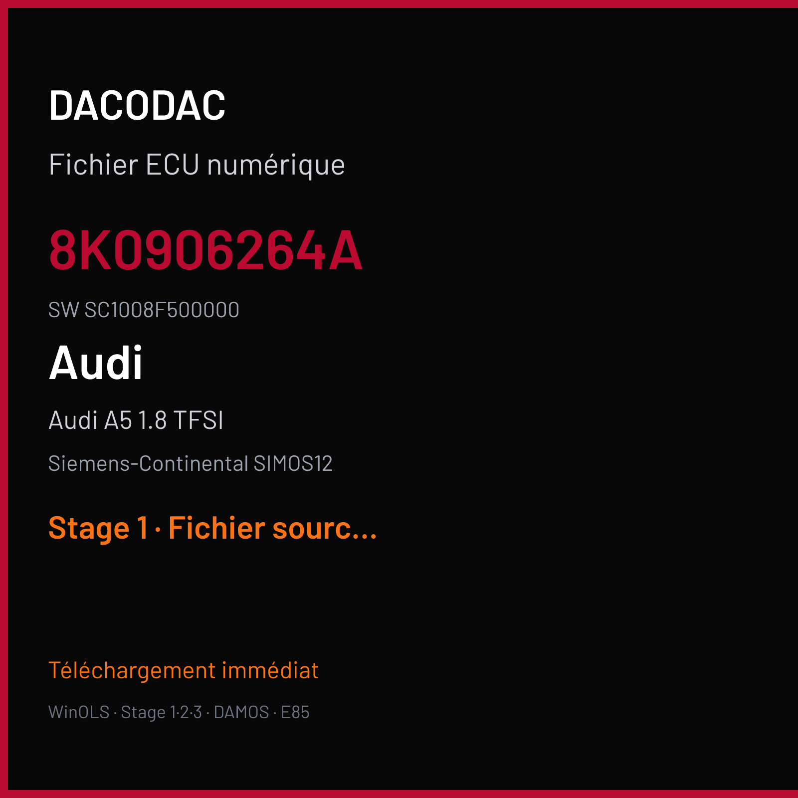 Audi A5 1.8 TFSI (2012) — Siemens-Continental SIMOS12 — 8K0906264A · SC1008F500000 — Stage 1