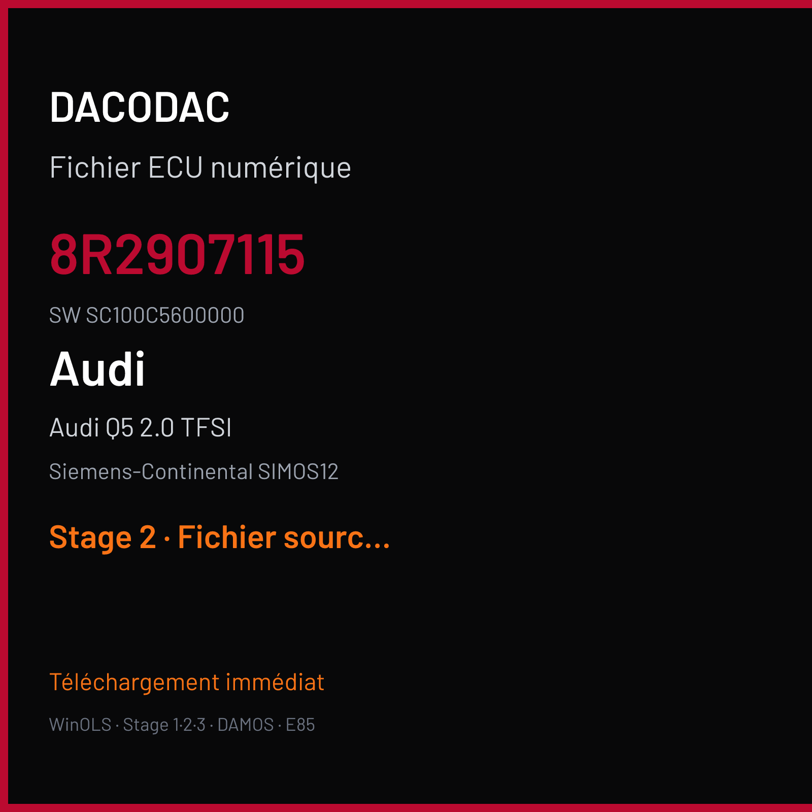 Audi Q5 2.0 TFSI (2016) — Siemens-Continental SIMOS12 — 8R2907115 · SC100C5600000 — Stage 2