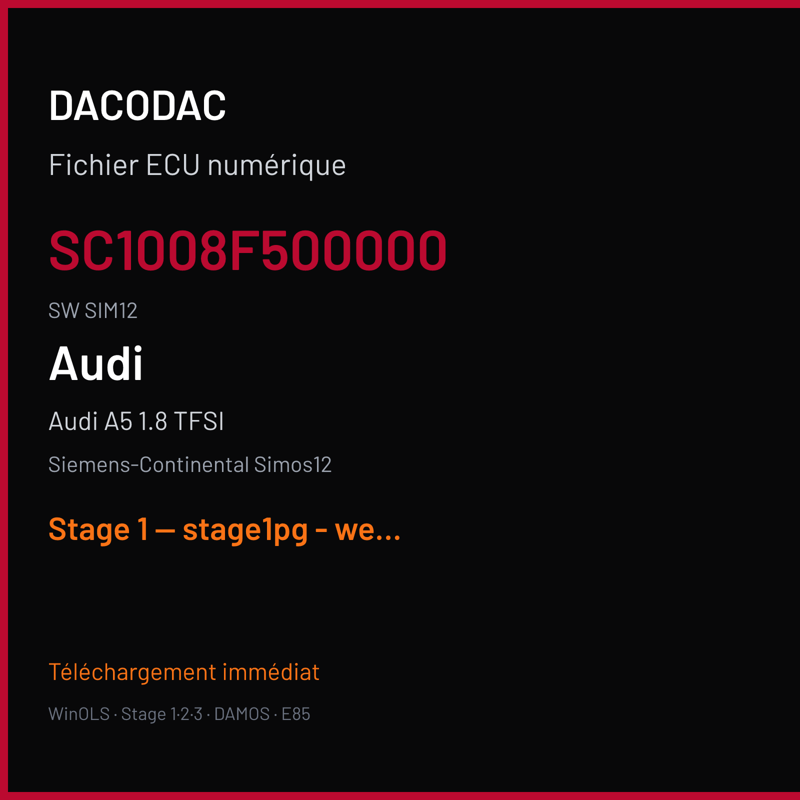 Audi A5 1.8 TFSI (2013) — Siemens-Continental Simos12 — SC1008F500000 · SIM12 — Stage 1 — stage1pg - weaker