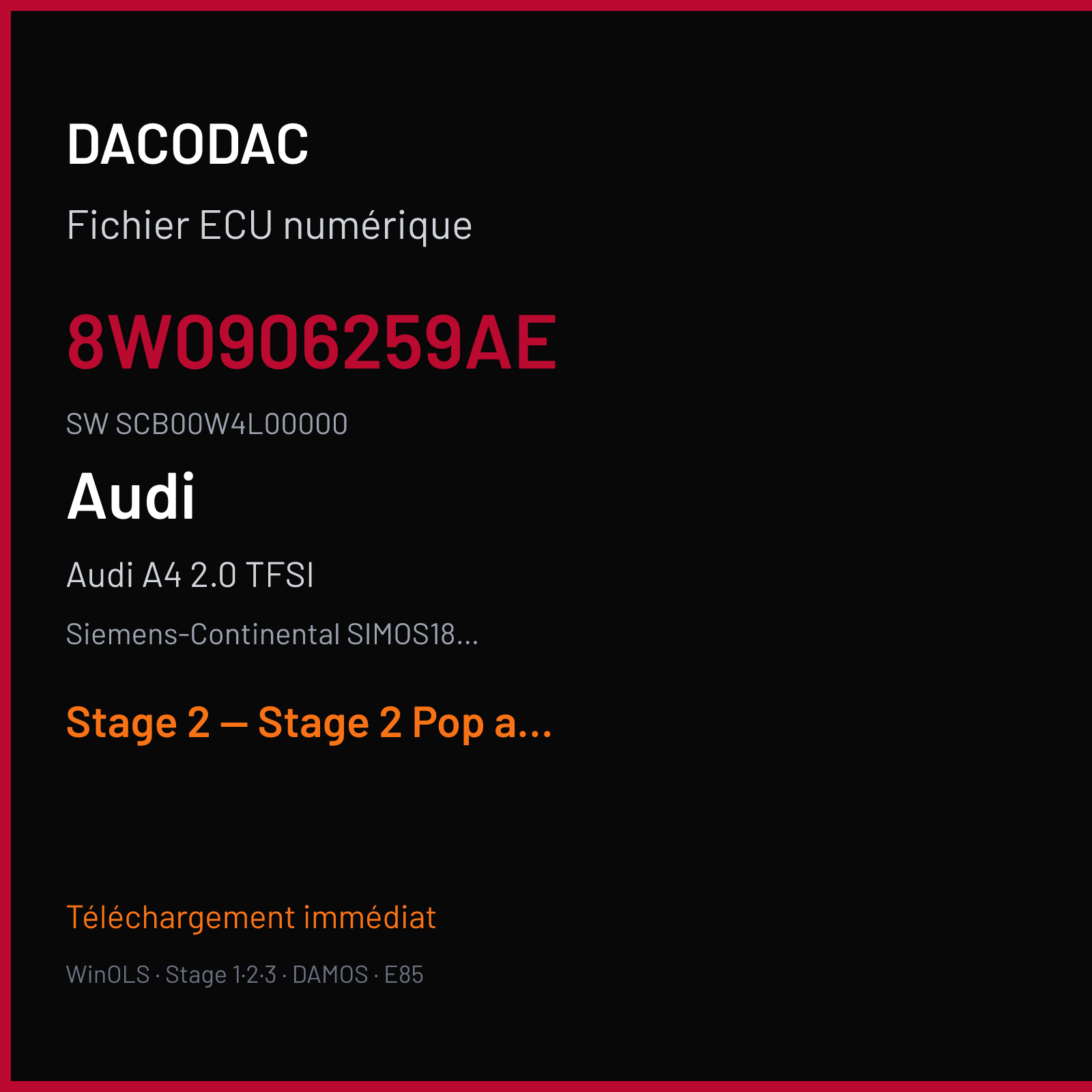 Audi A4 2.0 TFSI (2020) — Siemens-Continental SIMOS18.4 — 8W0906259AE · SCB00W4L00000 — Stage 2 — Stage 2 Pop and Bang Beta Jamie