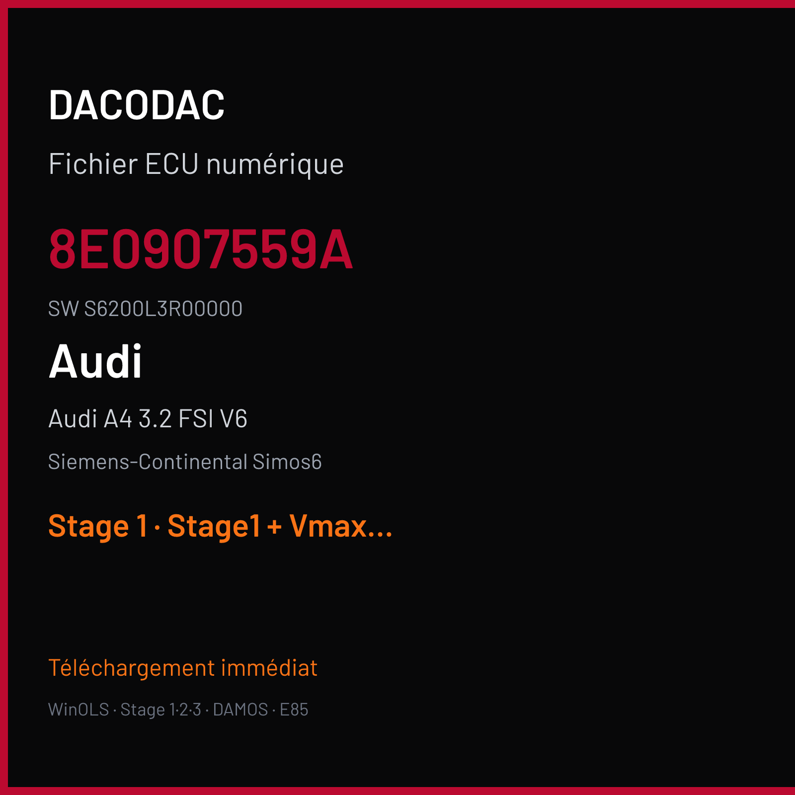 Audi A4 3.2 FSI V6 (2006) — Siemens-Continental Simos6 — 8E0907559A · S6200L3R00000 — Stage 1
