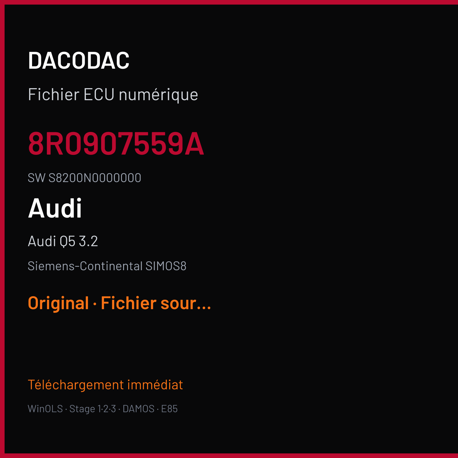 Audi Q5 3.2 (2011) — Siemens-Continental SIMOS8 — 8R0907559A · S8200N0000000 — Original