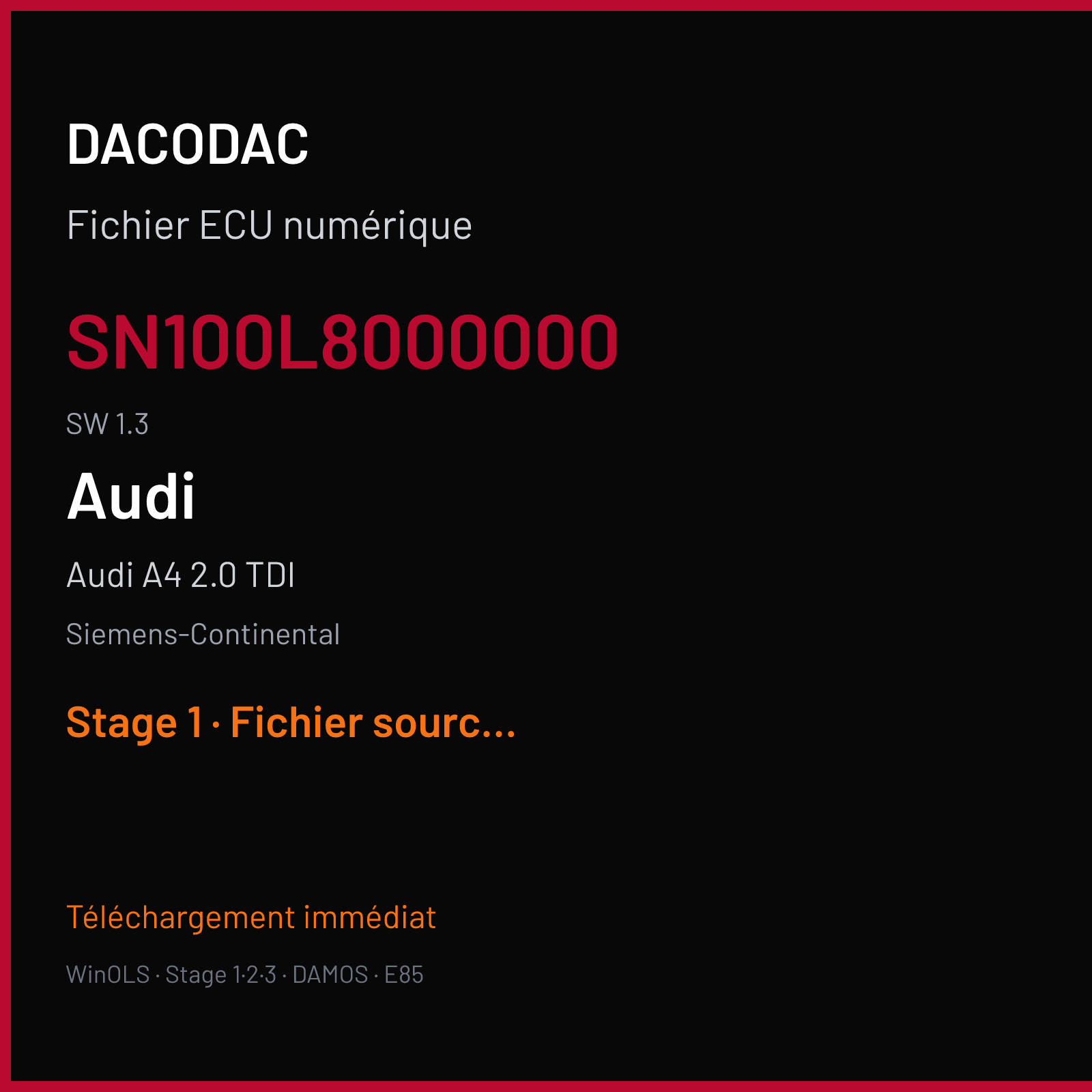 Audi A4 2.0 TDI (2006) — Siemens-Continental — SN100L8000000 · 1.3 — Stage 1