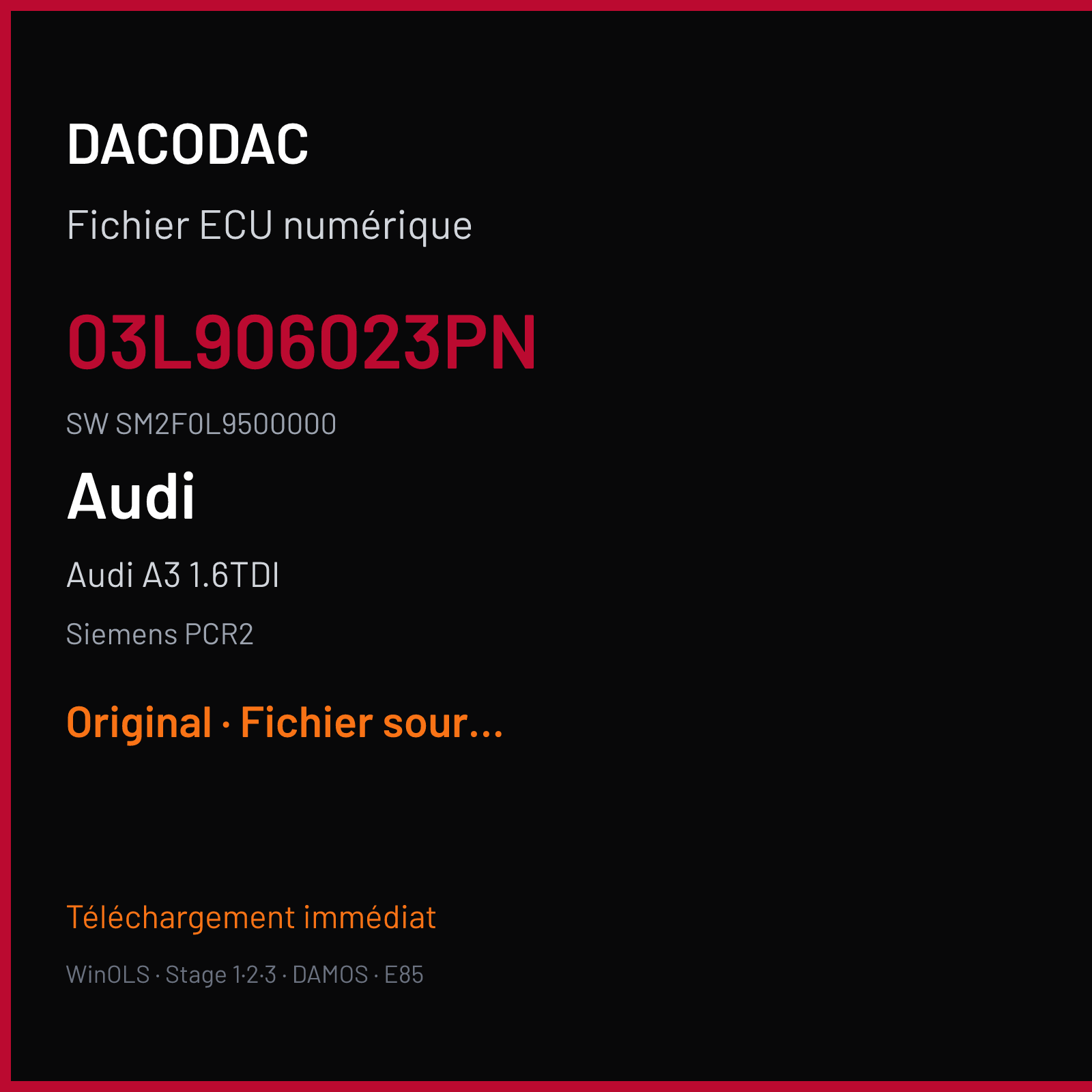 Audi A3 1.6TDI (2012) — Siemens PCR2 — 03L906023PN · SM2F0L9500000 — Original