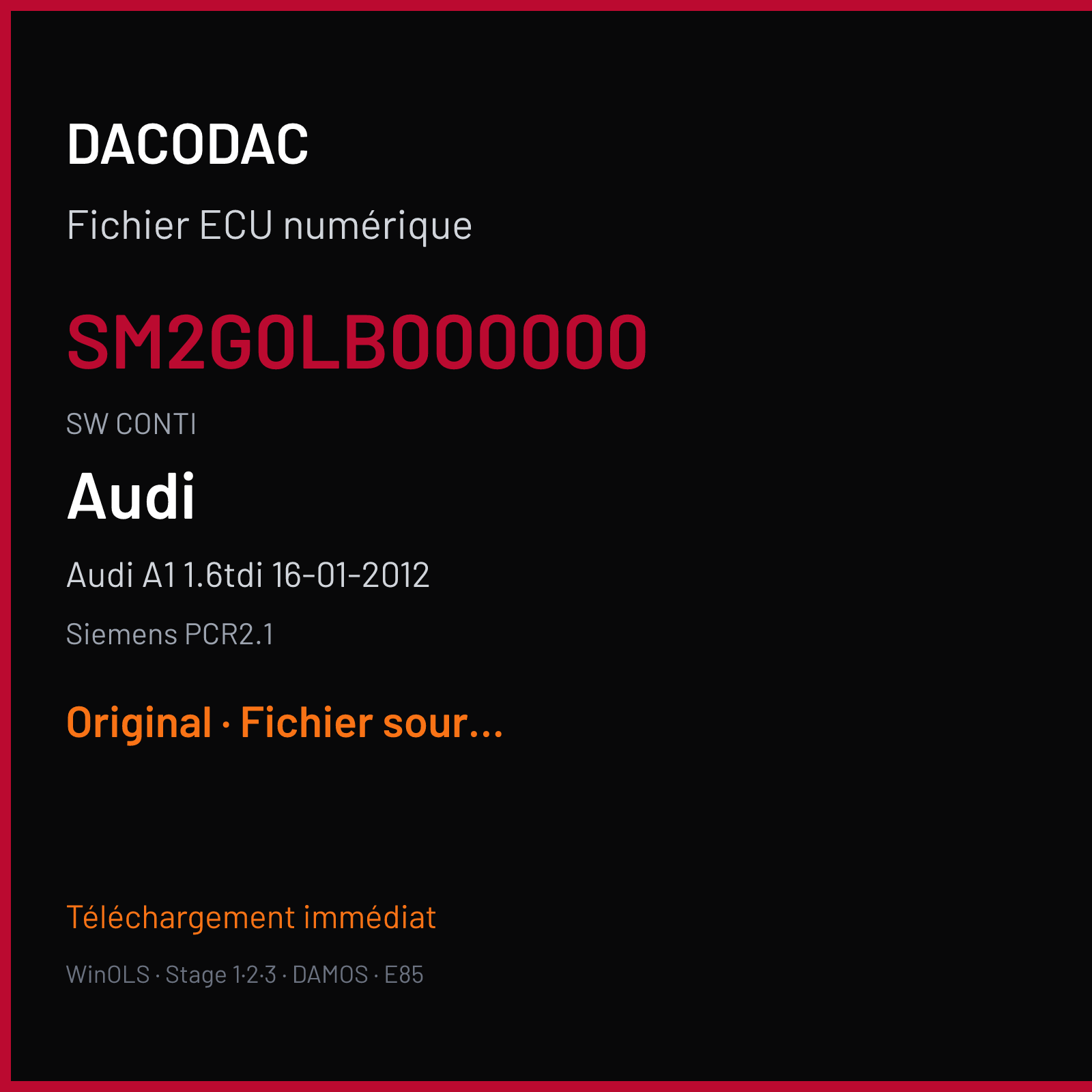 Audi A1 1.6tdi 16-01-2012 — Siemens PCR2.1 — SM2G0LB000000 · CONTI — Original