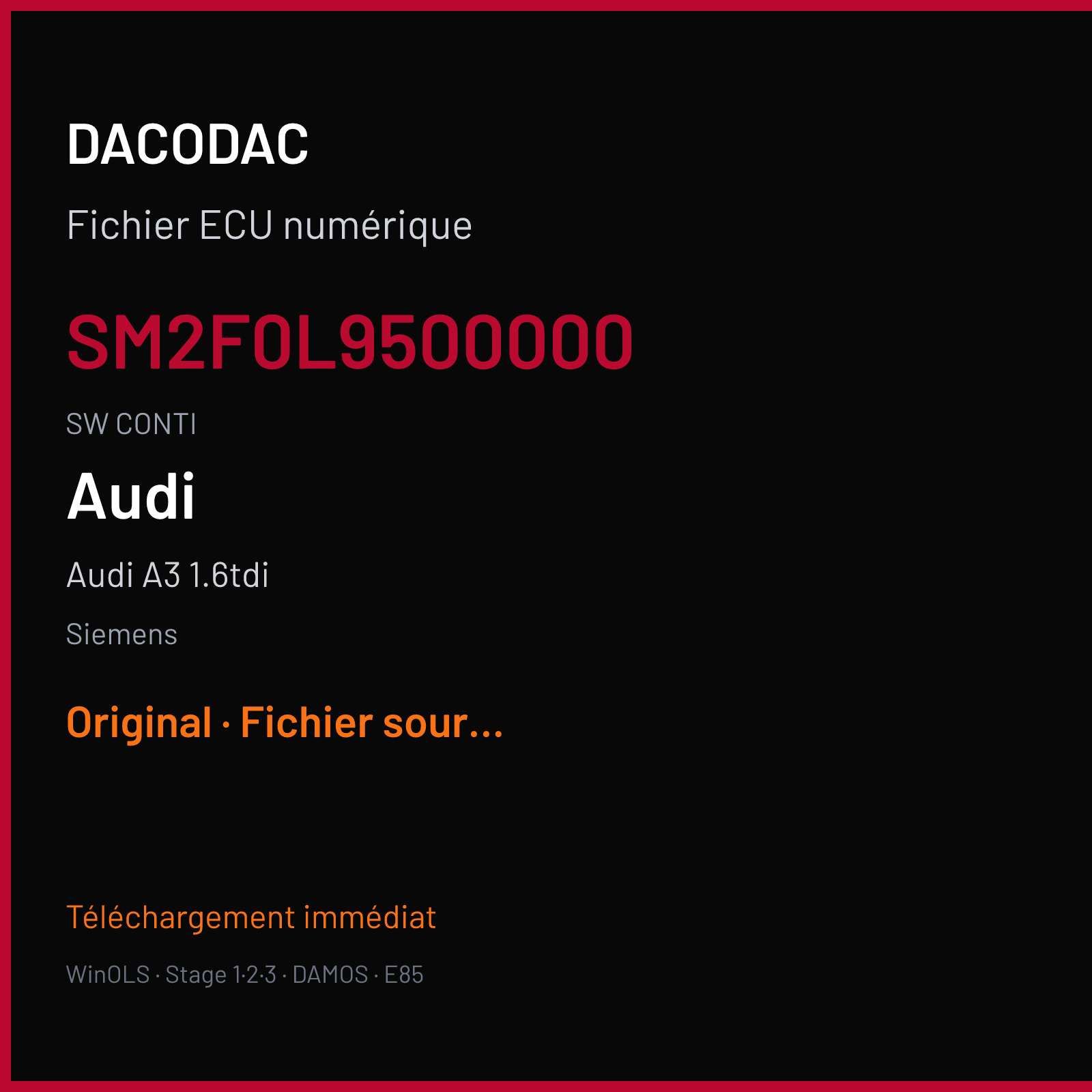Audi A3 1.6tdi (2011) — Siemens — SM2F0L9500000 · CONTI — Original