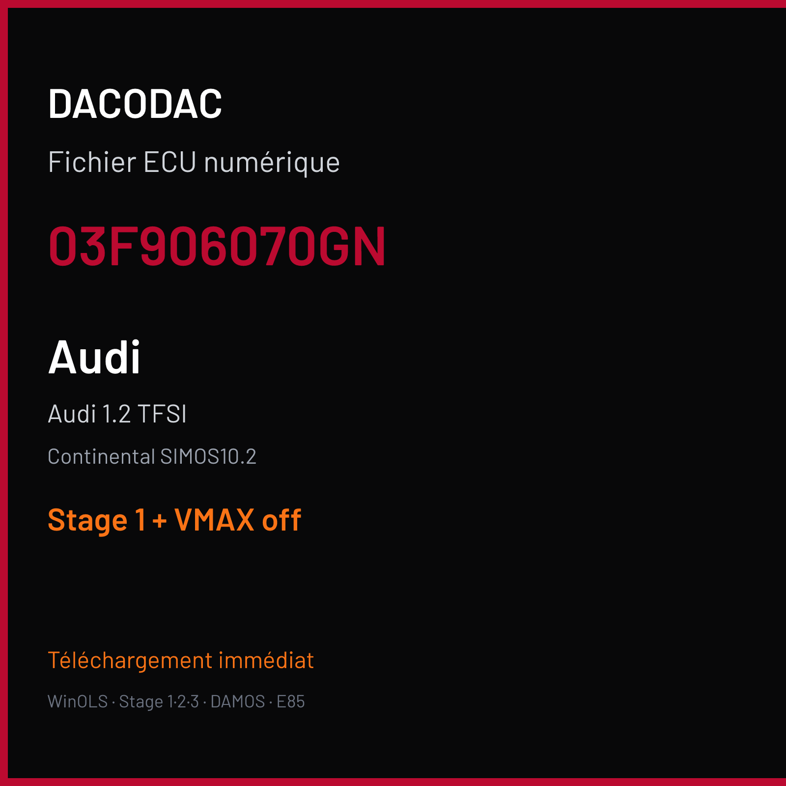 Audi 1.2 TFSI — Continental SIMOS10.2 — 03F906070GN — Stage 1 + VMAX off