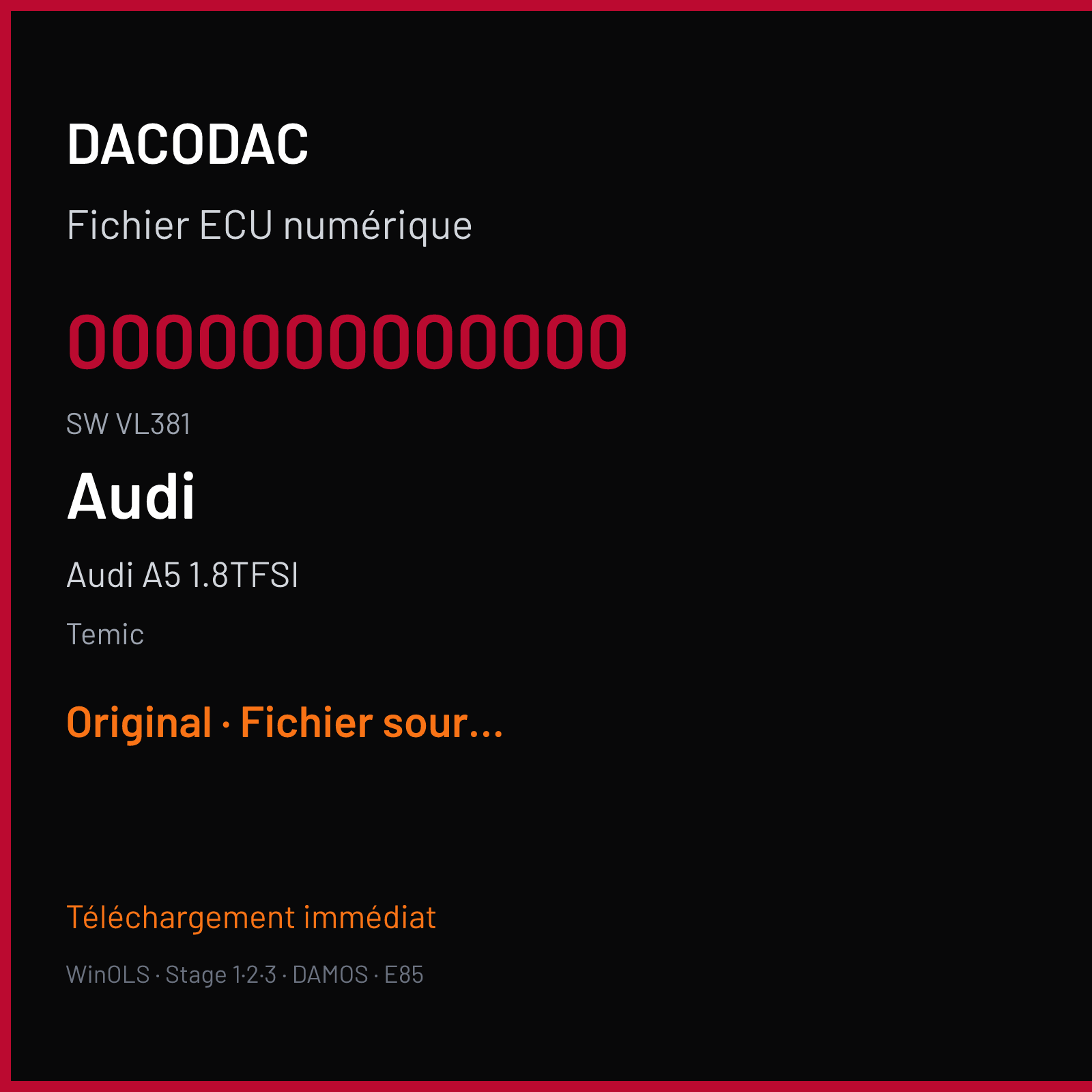 Audi A5 1.8TFSI (2010) — Temic — 0000000000000 · VL381 — Original
