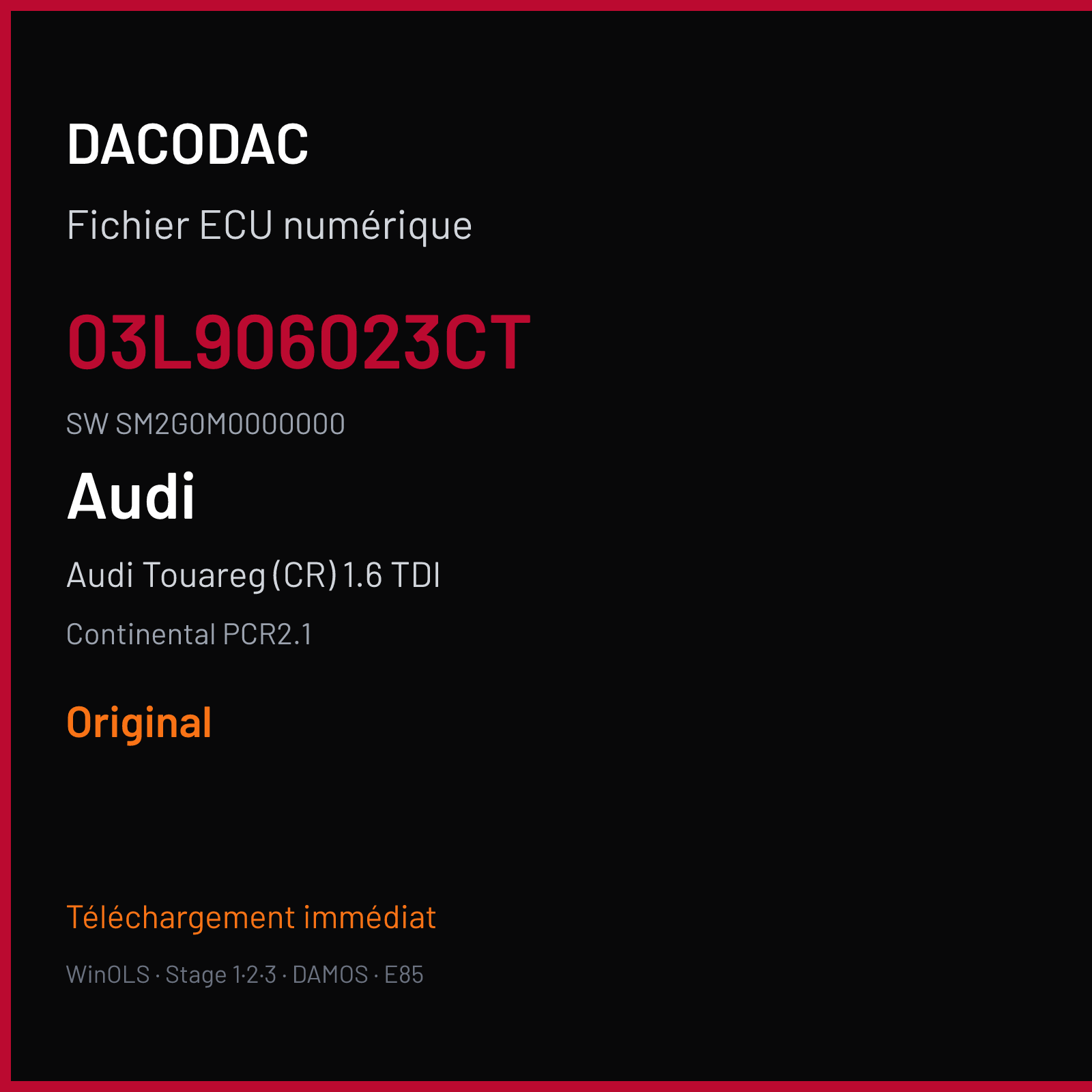 Audi Touareg (CR) 1.6 TDI (2012) — Continental PCR2.1 — 03L906023CT · SM2G0M0000000 — Original
