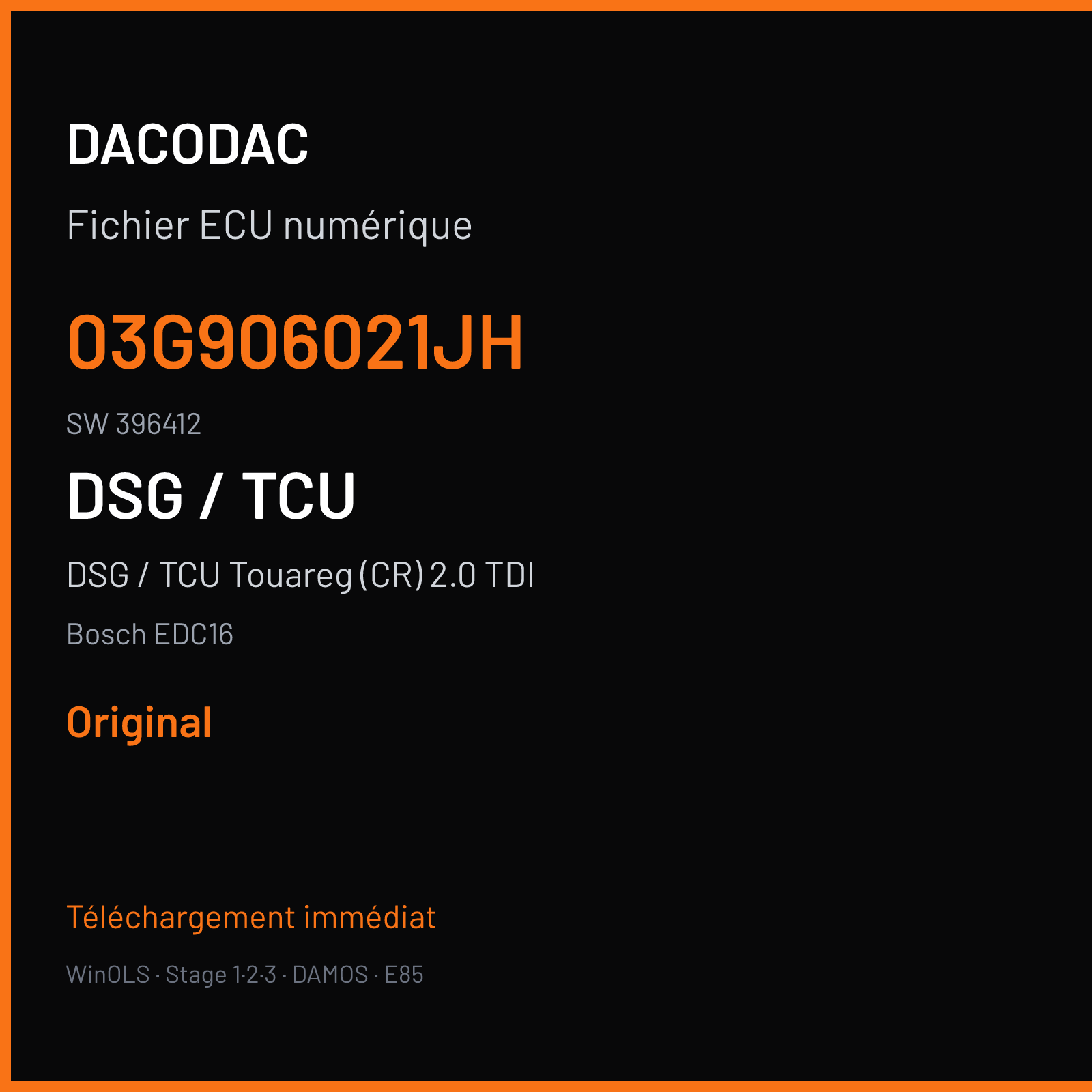 DSG / TCU Touareg (CR) 2.0 TDI (2007) — Bosch EDC16 — 03G906021JH · 396412 — Original