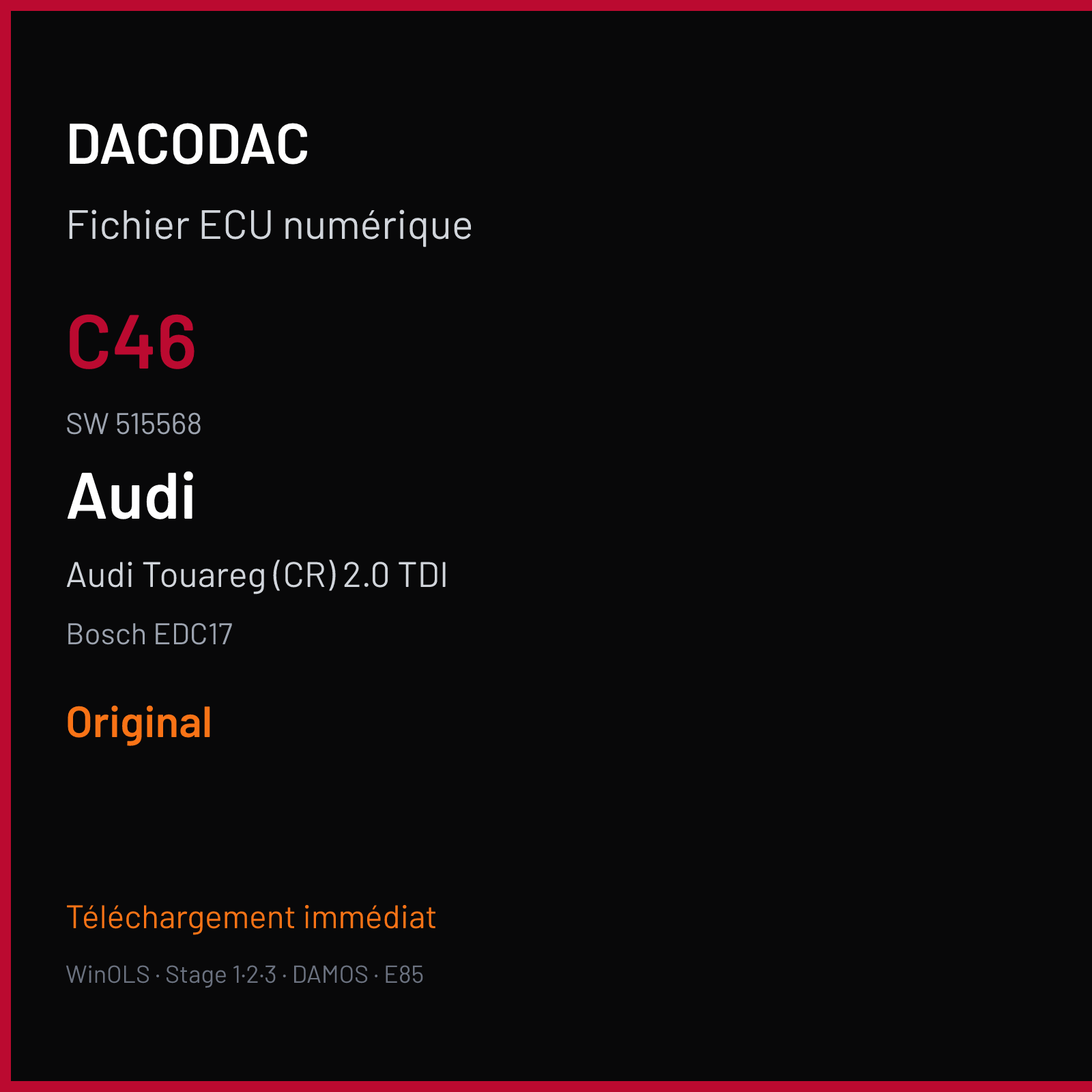 Audi Touareg (CR) 2.0 TDI (2010) — Bosch EDC17 — C46 · 515568 — Original