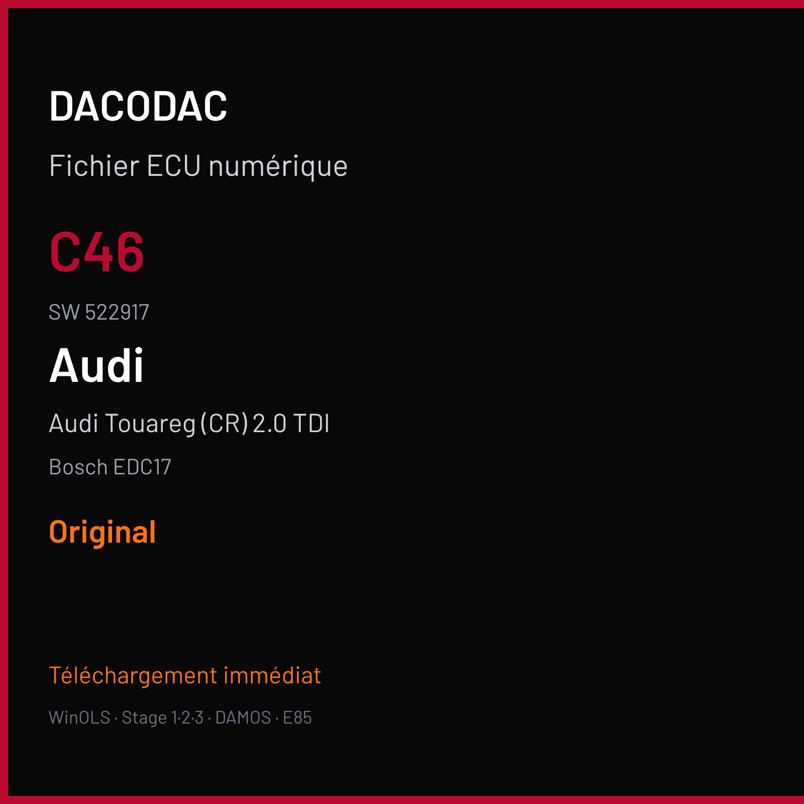 Audi Touareg (CR) 2.0 TDI (2013) — Bosch EDC17 — C46 · 522917 — Original