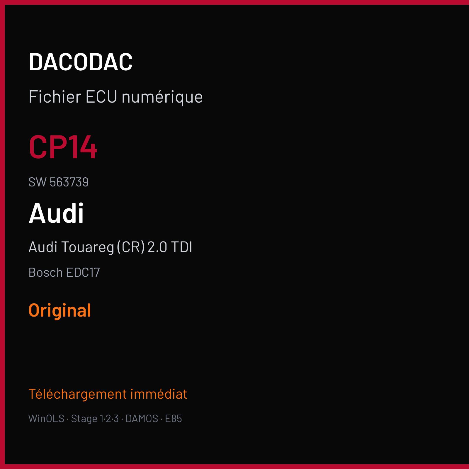 Audi Touareg (CR) 2.0 TDI (2011) — Bosch EDC17 — CP14 · 563739 — Original