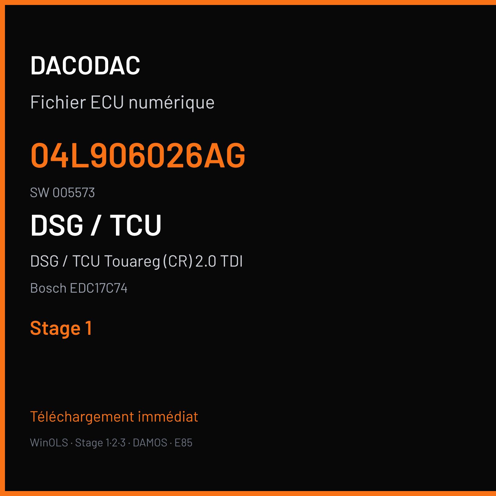 DSG / TCU Touareg (CR) 2.0 TDI (2016) — Bosch EDC17C74 — 04L906026AG · 005573 — Stage 1