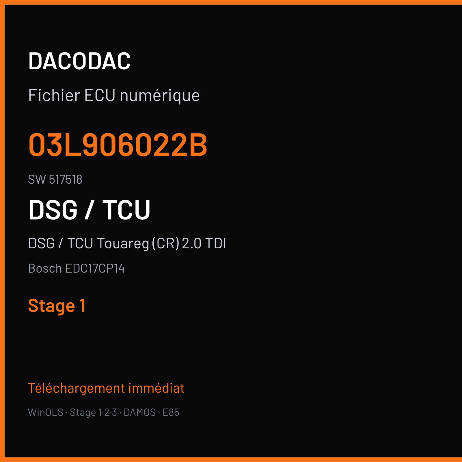DSG / TCU Touareg (CR) 2.0 TDI (2010) — Bosch EDC17CP14 — 03L906022B · 517518 — Stage 1
