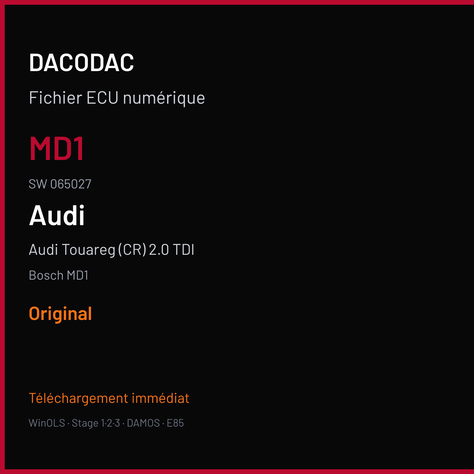 Audi Touareg (CR) 2.0 TDI (2021) — Bosch MD1 — MD1 · 065027 — Original