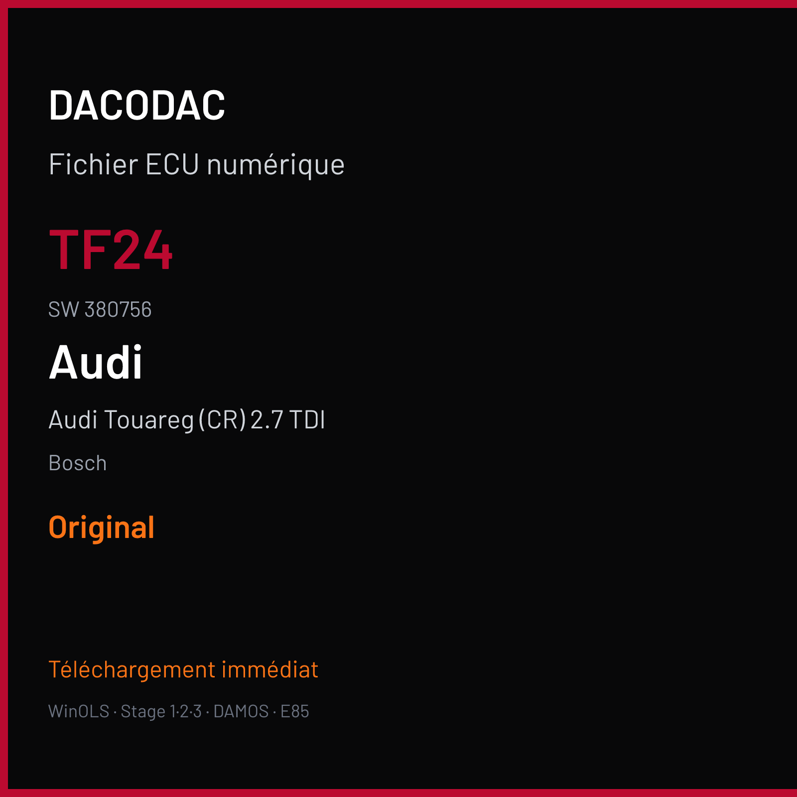 Audi Touareg (CR) 2.7 TDI (2006) — Bosch — TF24 · 380756 — Original