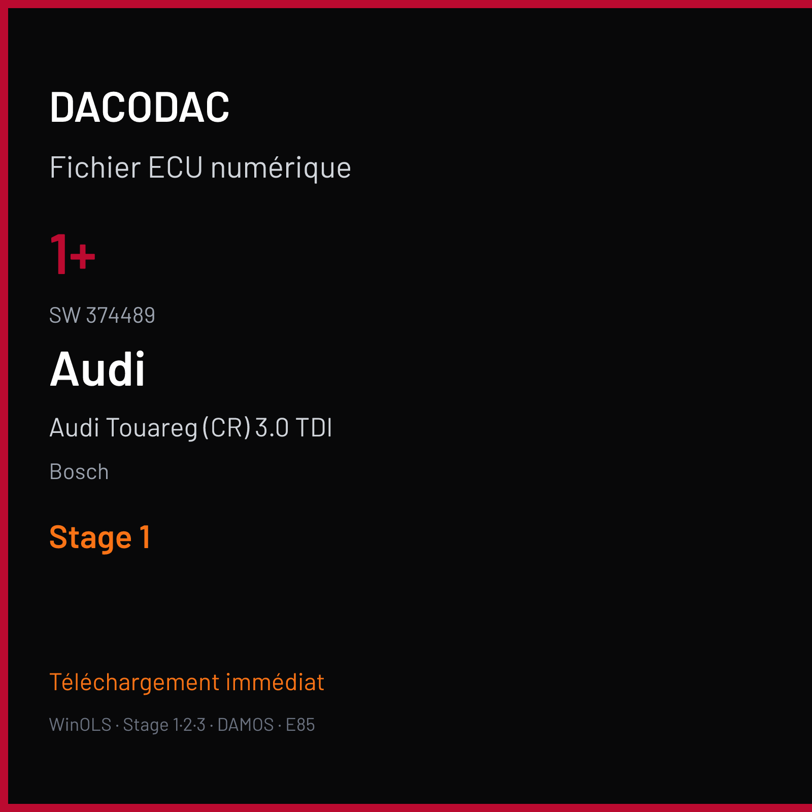 Audi Touareg (CR) 3.0 TDI — Bosch — 1+ · 374489 — Stage 1