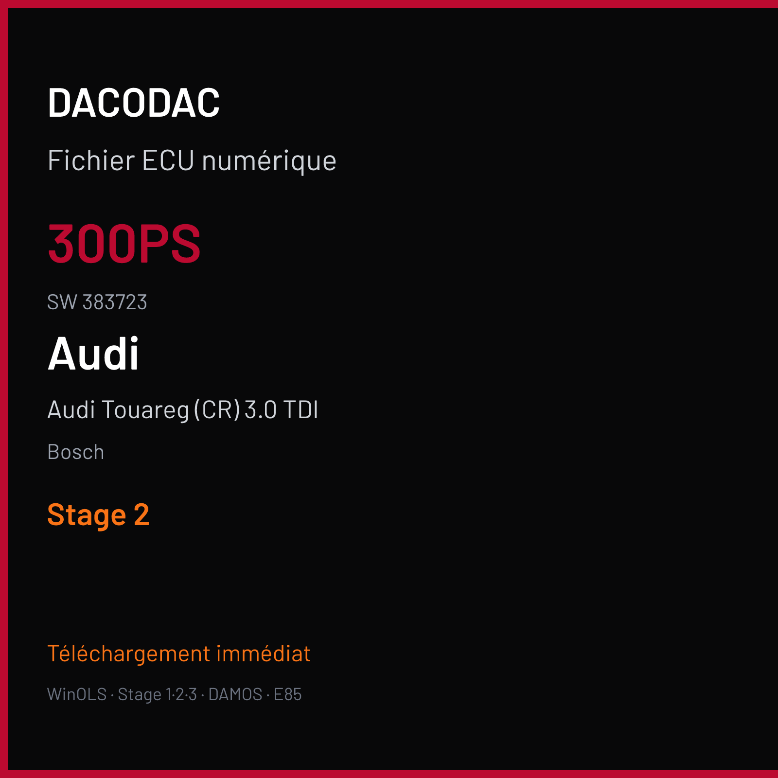 Audi Touareg (CR) 3.0 TDI — Bosch — 300PS · 383723 — Stage 2