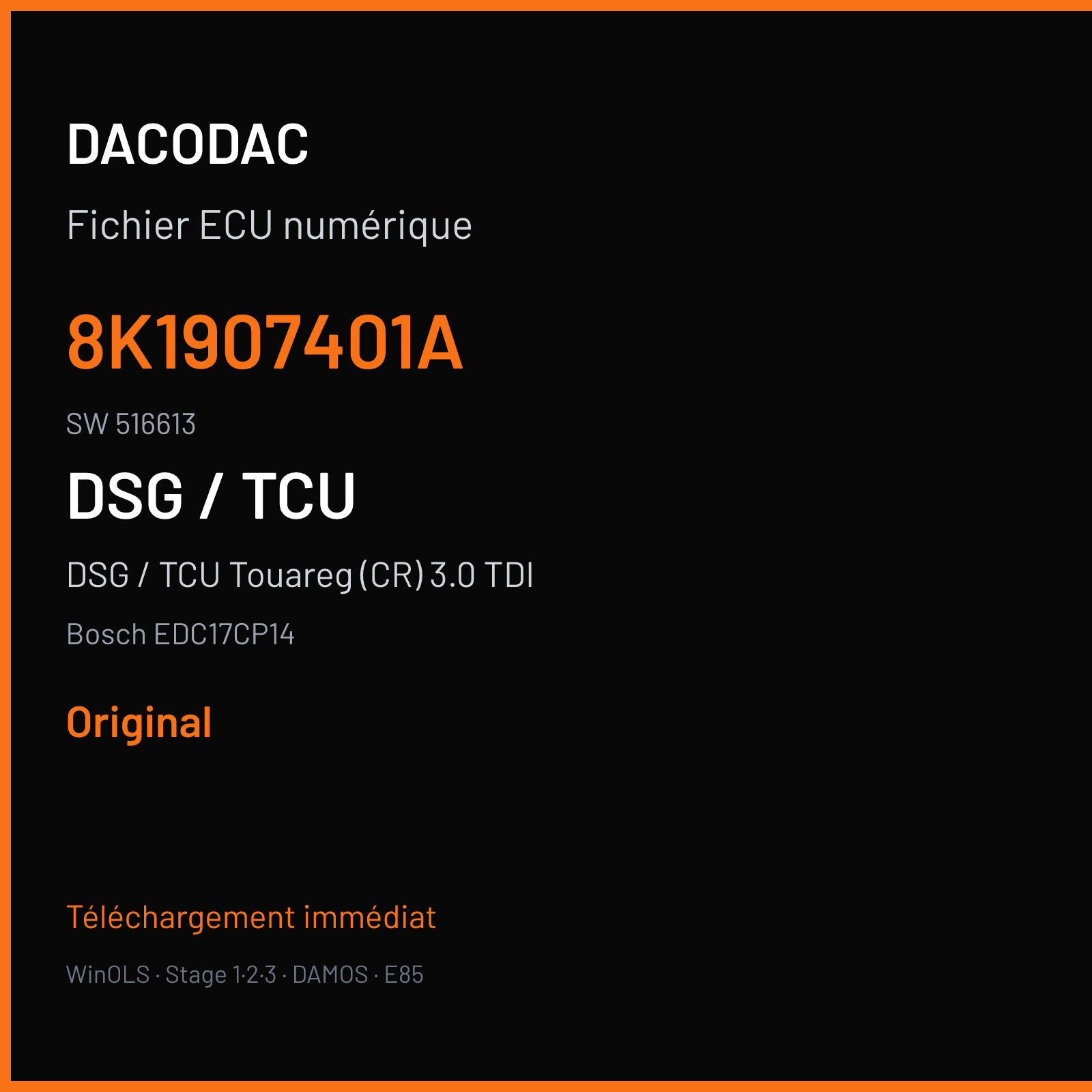 DSG / TCU Touareg (CR) 3.0 TDI (2009) — Bosch EDC17CP14 — 8K1907401A · 516613 — Original