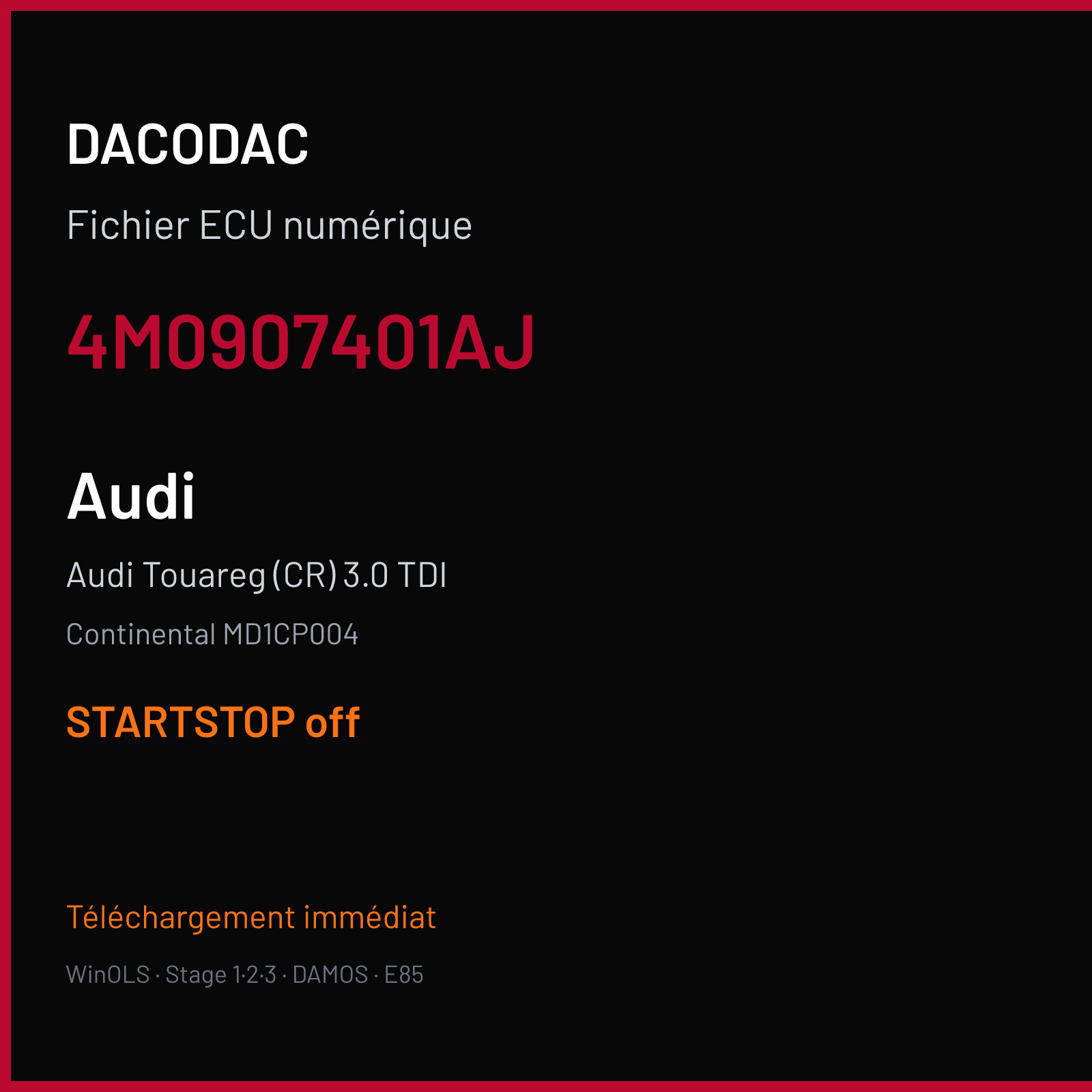 Audi Touareg (CR) 3.0 TDI (2020) — Continental MD1CP004 — 4M0907401AJ — STARTSTOP off