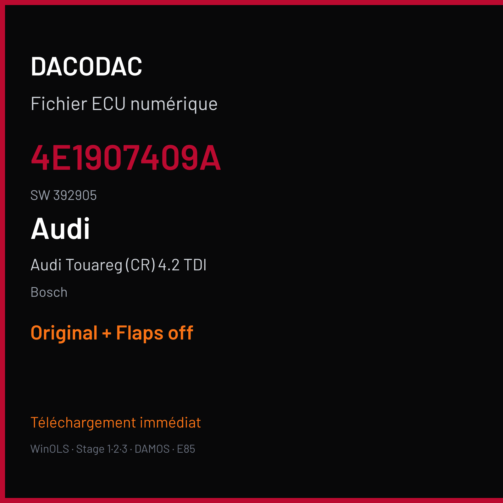 Audi Touareg (CR) 4.2 TDI — Bosch — 4E1907409A · 392905 — Original + Flaps off