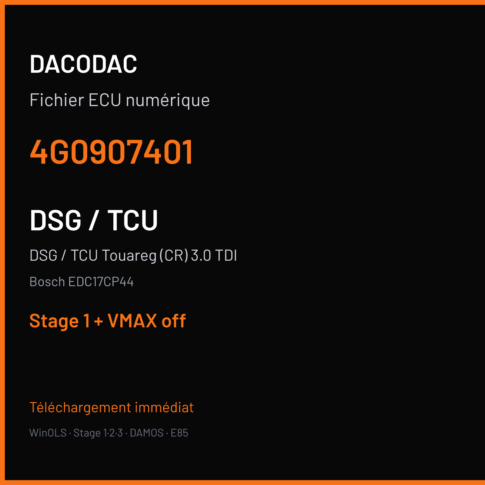 DSG / TCU Touareg (CR) 3.0 TDI (2013) — Bosch EDC17CP44 — 4G0907401 — Stage 1 + VMAX off